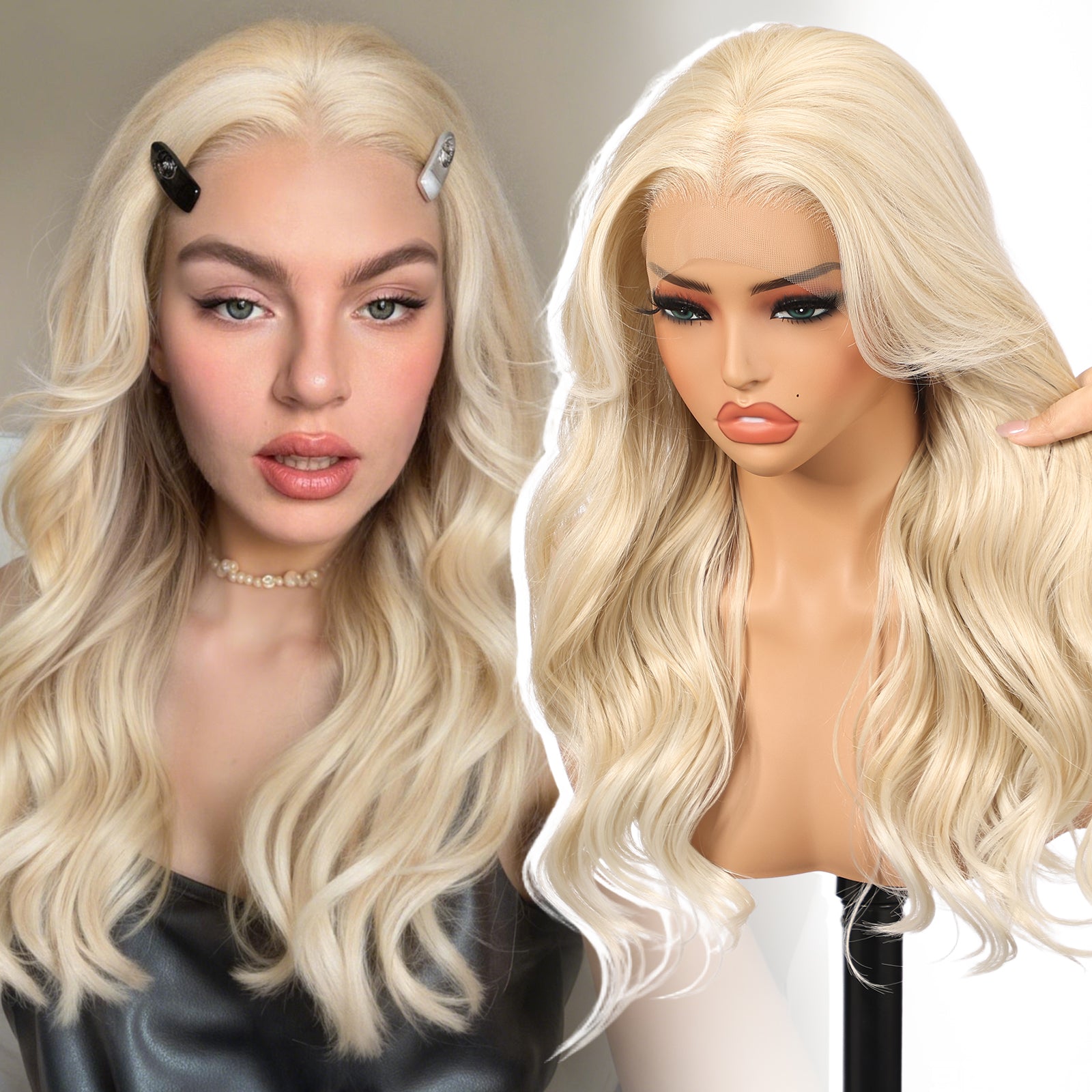 KOME Light Blonde Synthetic Lace Front Wig,13×6 Curly Glueless Wigs for Women Daily Use 22IN（#R10119）