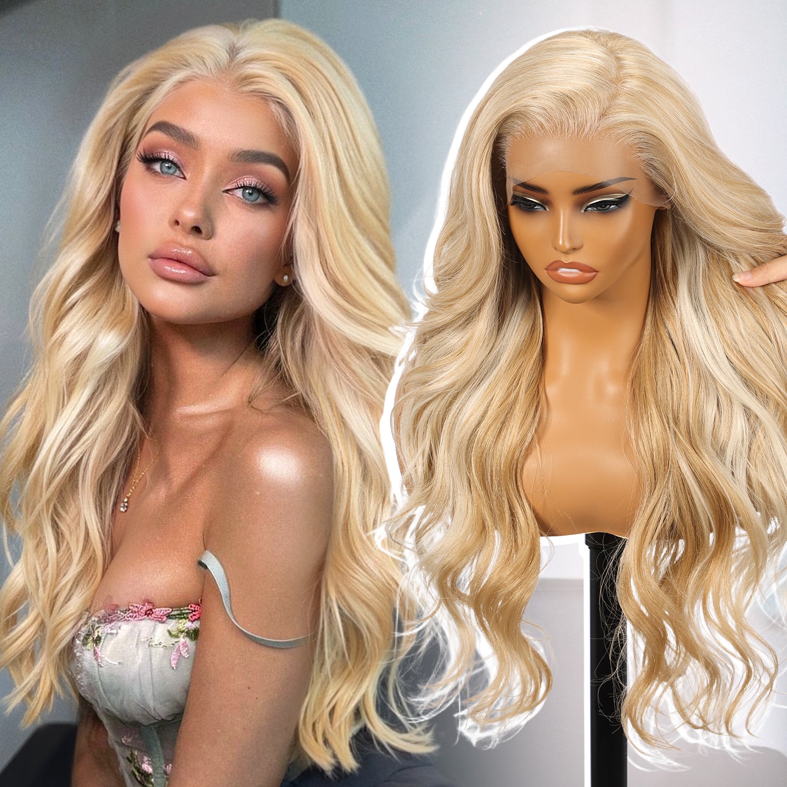 Blonde Synthetic Lace Front Wig,13×6 Curly Glueless Wigs for Women Daily Use 26IN（#K16B88）