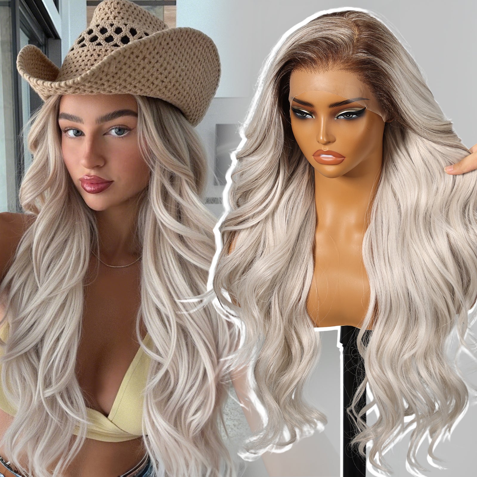 Platinum Blonde Synthetic Lace Front Wig,13×6 Curly Glueless Wigs for Women Daily Use 26IN（#TT6/4603）