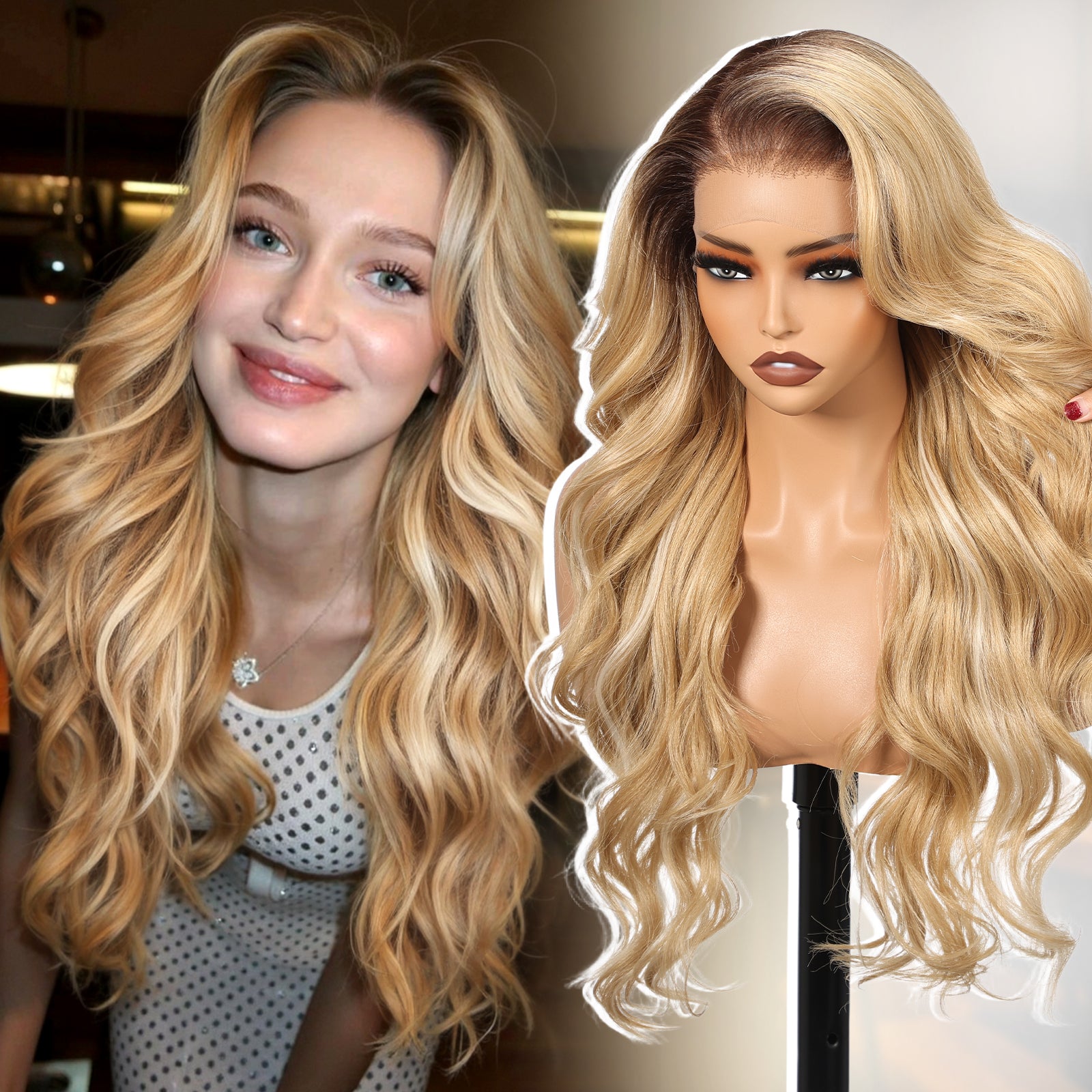 Ombre Blonde Synthetic Lace Front Wig,13×6 Curly Glueless Wigs for Women Daily Use 26IN（#TT6/251001）