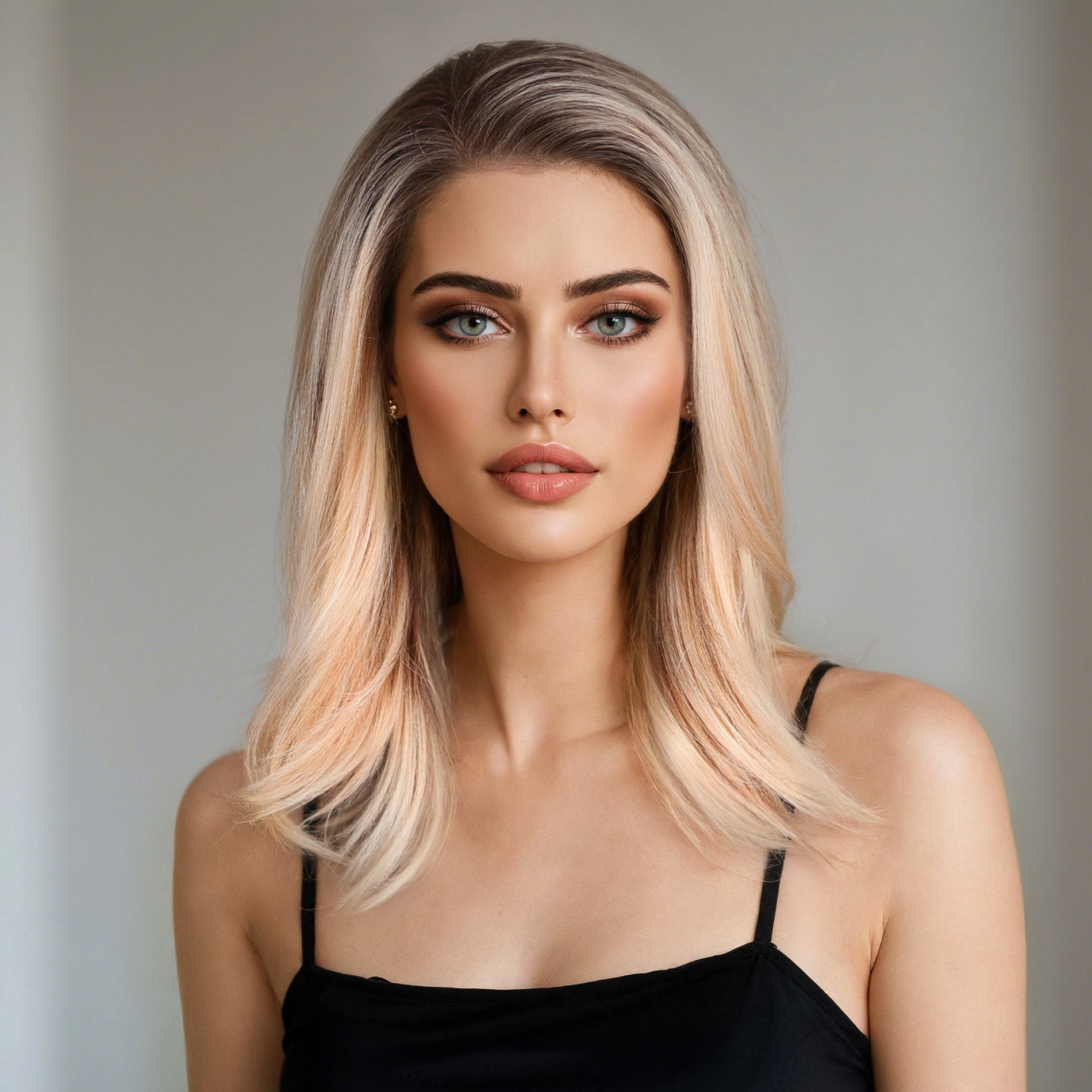 KOME 13*6 Blonde /Chunky high light lace Front Hair Shoulder Length Natural free part lace wig ,Glueless lace