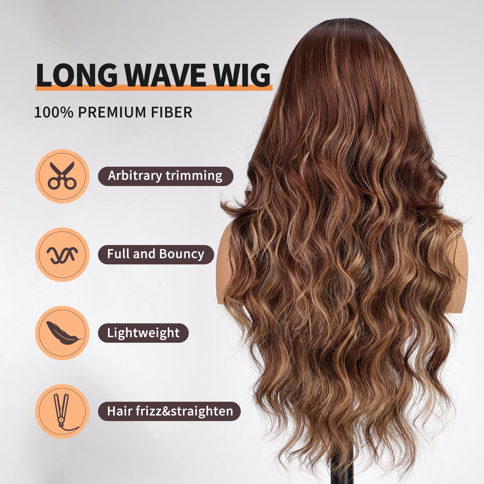 KOME Ombre Brown Wig for Women,Brown mix Blonde Wigs Lace Front Middle Part Curly Wavy Wig,Synthetic Heat Resistant Fiber Wig for Daily Party Use 26IN