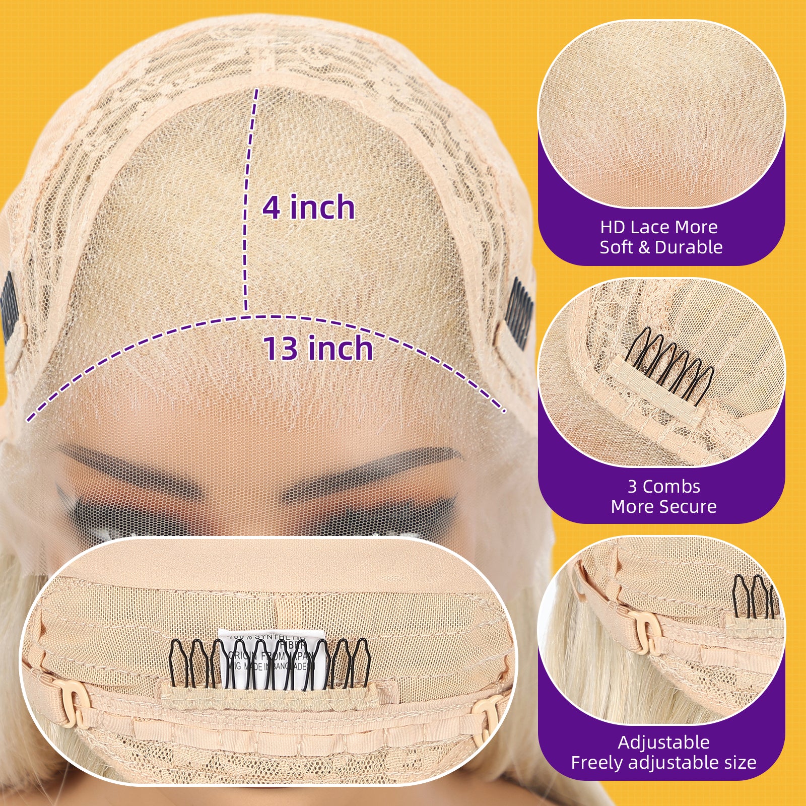 KOME Lumi Blonde Synthetic Lace Front Wig,13x4 HD Lace Glueless Layered Blonde Bouncy Blowouts Wigs for Women Daily Use 26IN（#R10119）