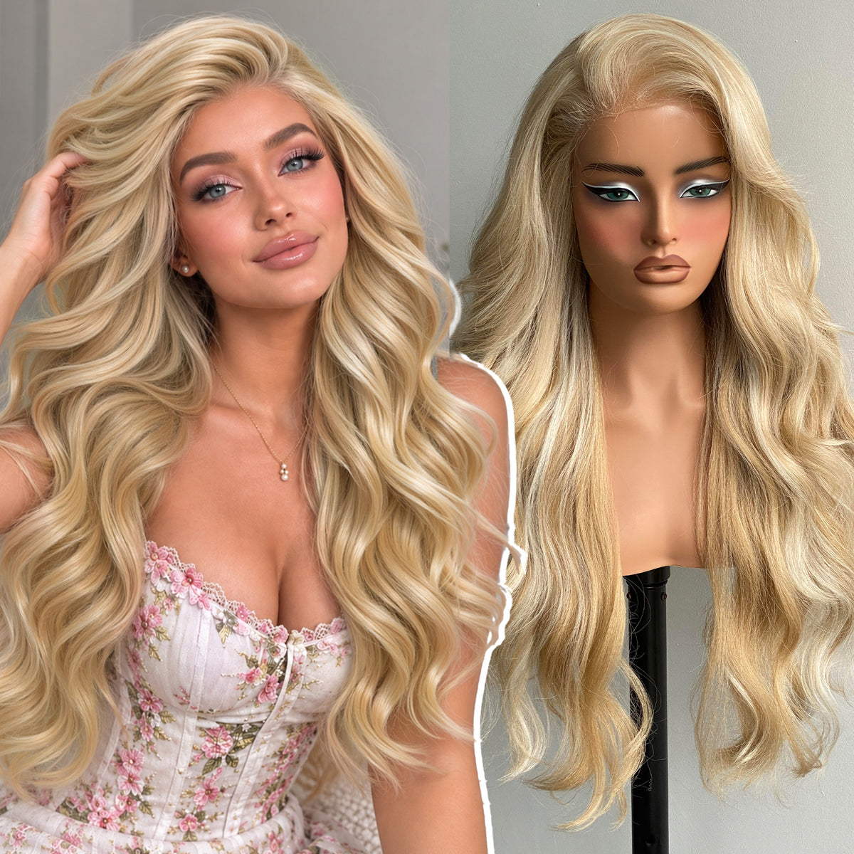 Blonde Synthetic Lace Front Wig,13×6 Curly Glueless Wigs for Women Daily Use 26IN（#K16B88）