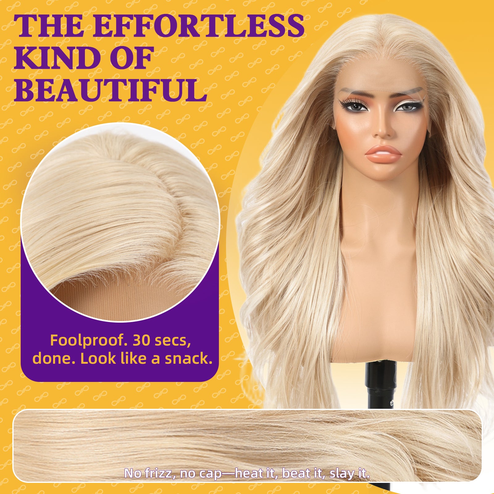 KOME Lumi Blonde Synthetic Lace Front Wig,13x4 HD Lace Glueless Layered Blonde Bouncy Blowouts Wigs for Women Daily Use 26IN（#R10119）