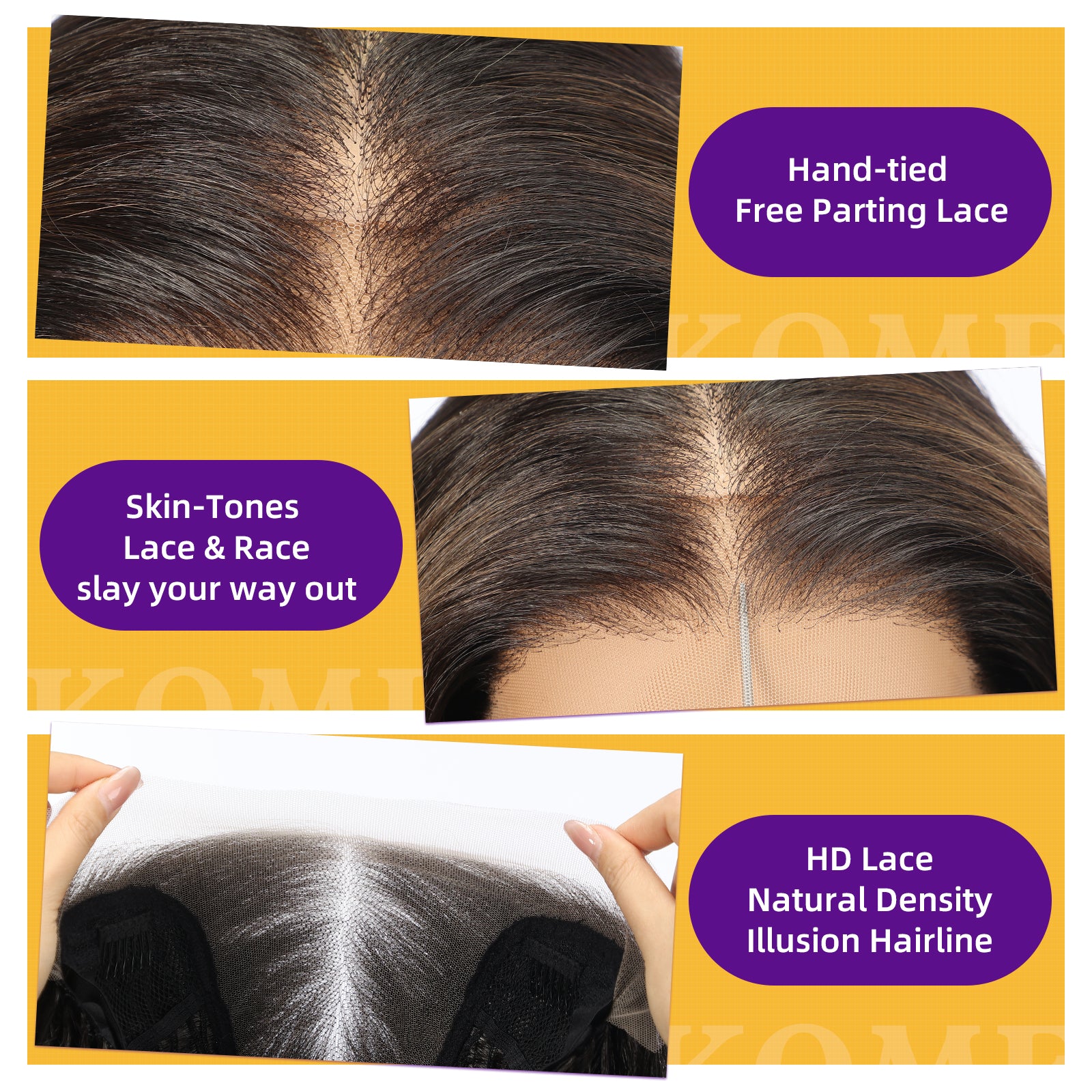 KOME Ombre Brown Synthetic Lace Front Wig,13×6 Curly Glueless Wigs for Women Daily Use 26IN（#TT233/868）