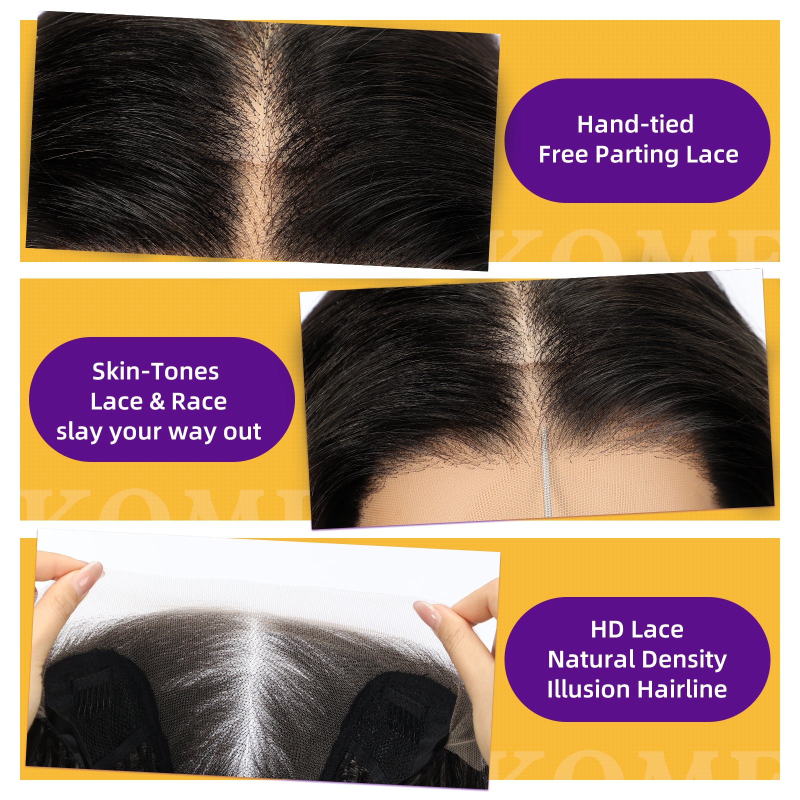 KOME Black Synthetic Lace Front Wig,13X6 Curly Glueless Wigs for Women Daily Use 26IN (1B)