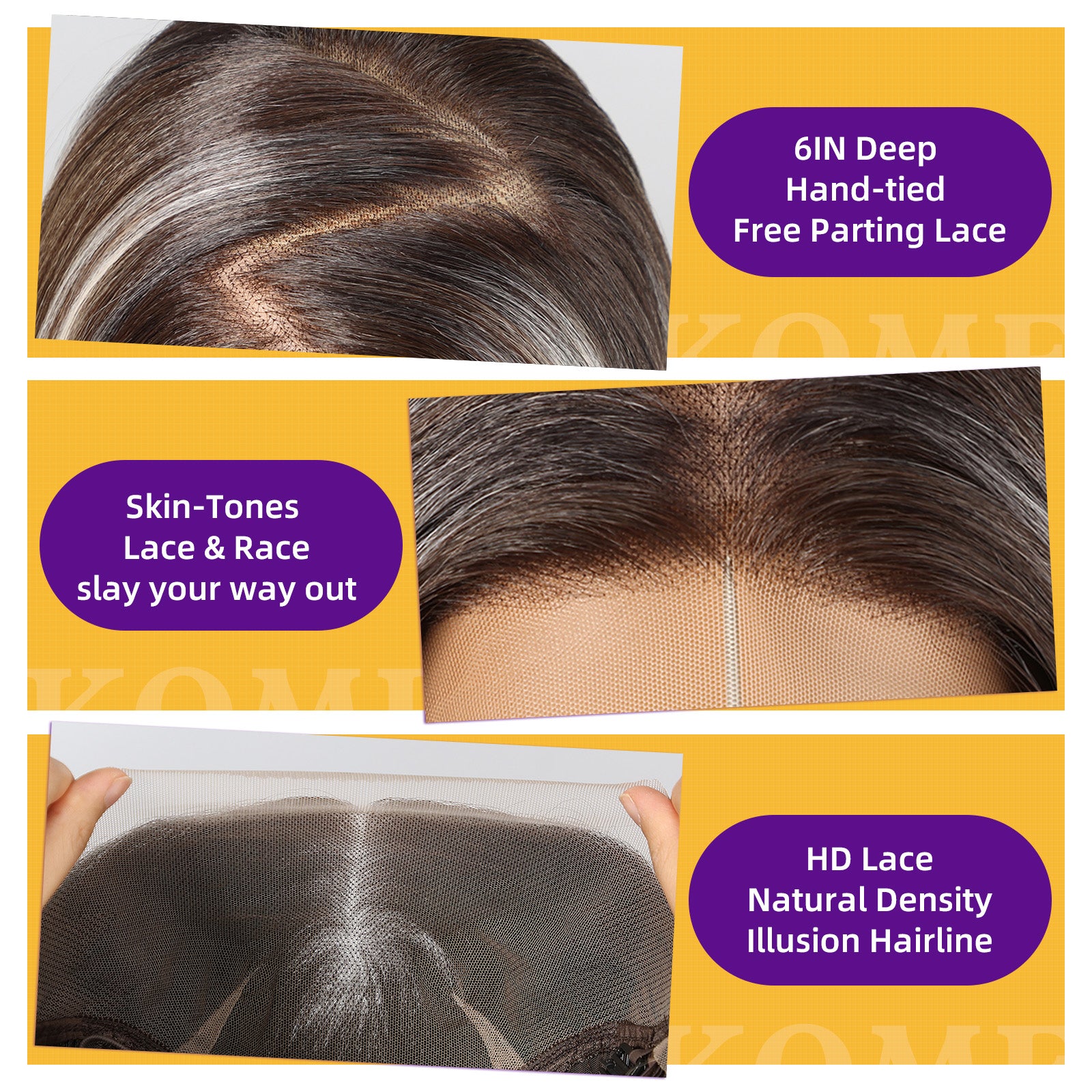 KOME Ash Brown Synthetic Lace Front Wig,13×6 Short Straight Glueless Bob Wig for White Women Daily Use 10IN（TTF4/606）