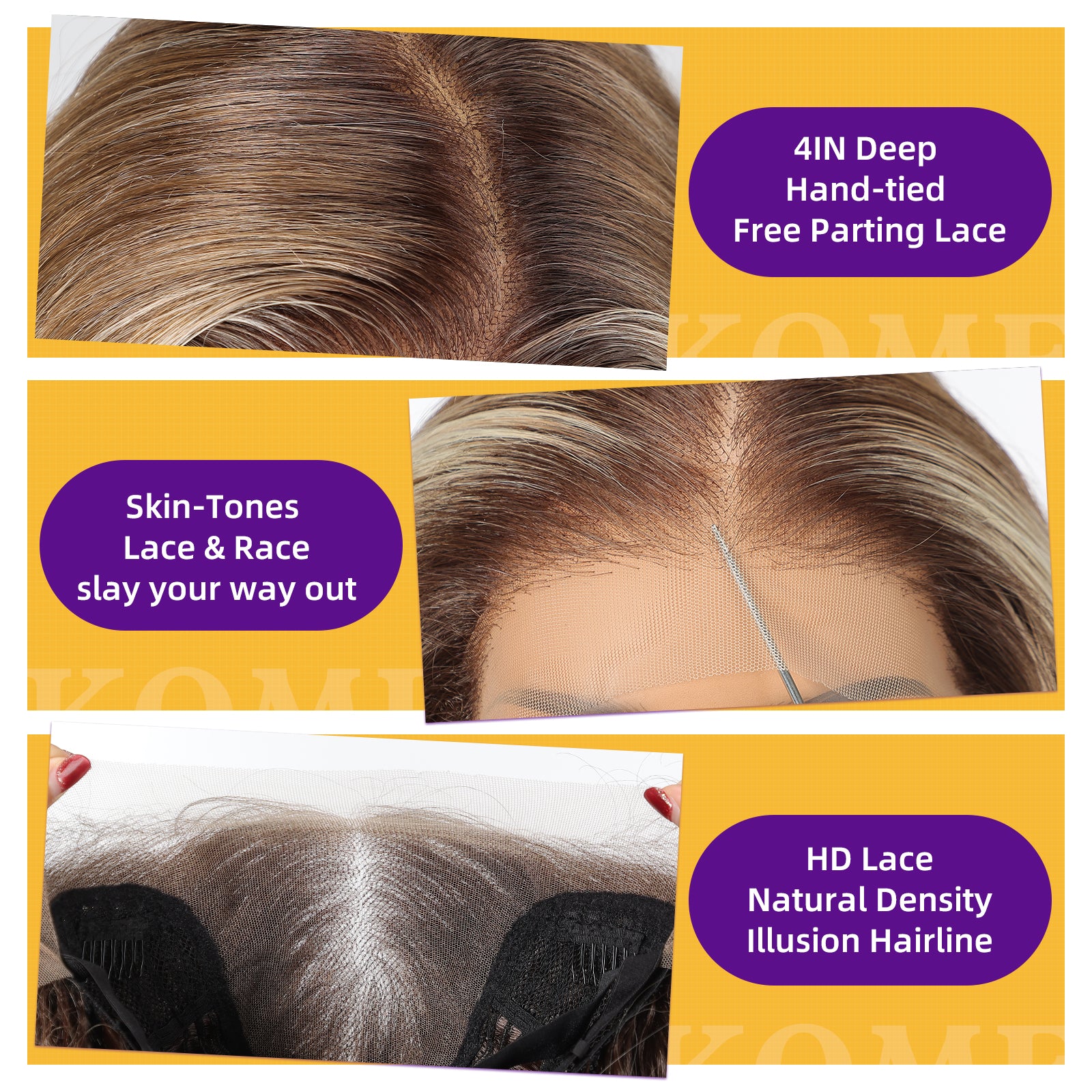 Ash Brown Highlight Synthetic Lace Front Wig,13×6 Curly Glueless Wigs for Women Daily Use 26IN（#TT6/166）