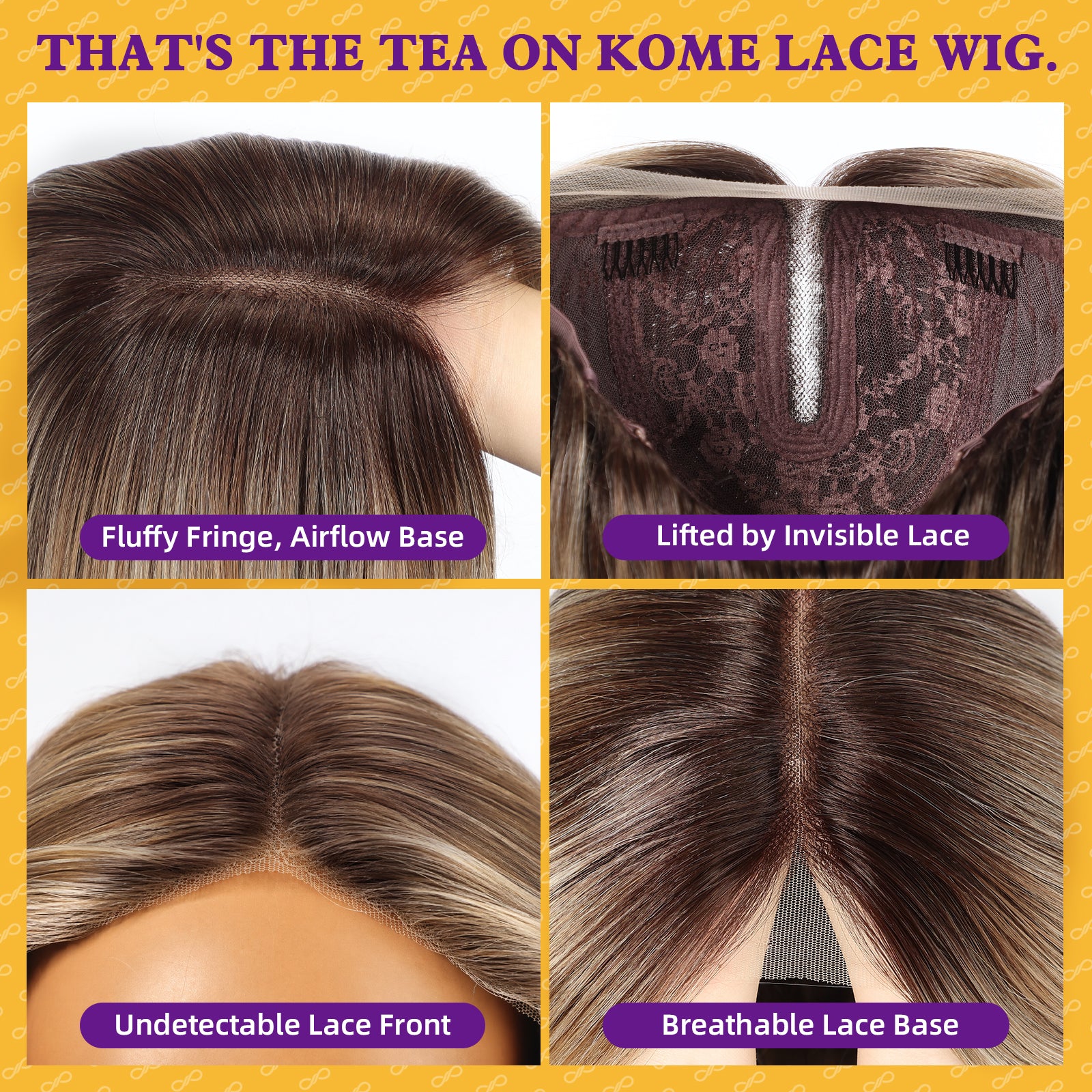 KOME Dirty Blonde Synthetic Lace Front Wig,T Part Glueless Layered Wavy Wigs With Bangs, Heat Resistant Wigs For Women Daily Party Use 26IN