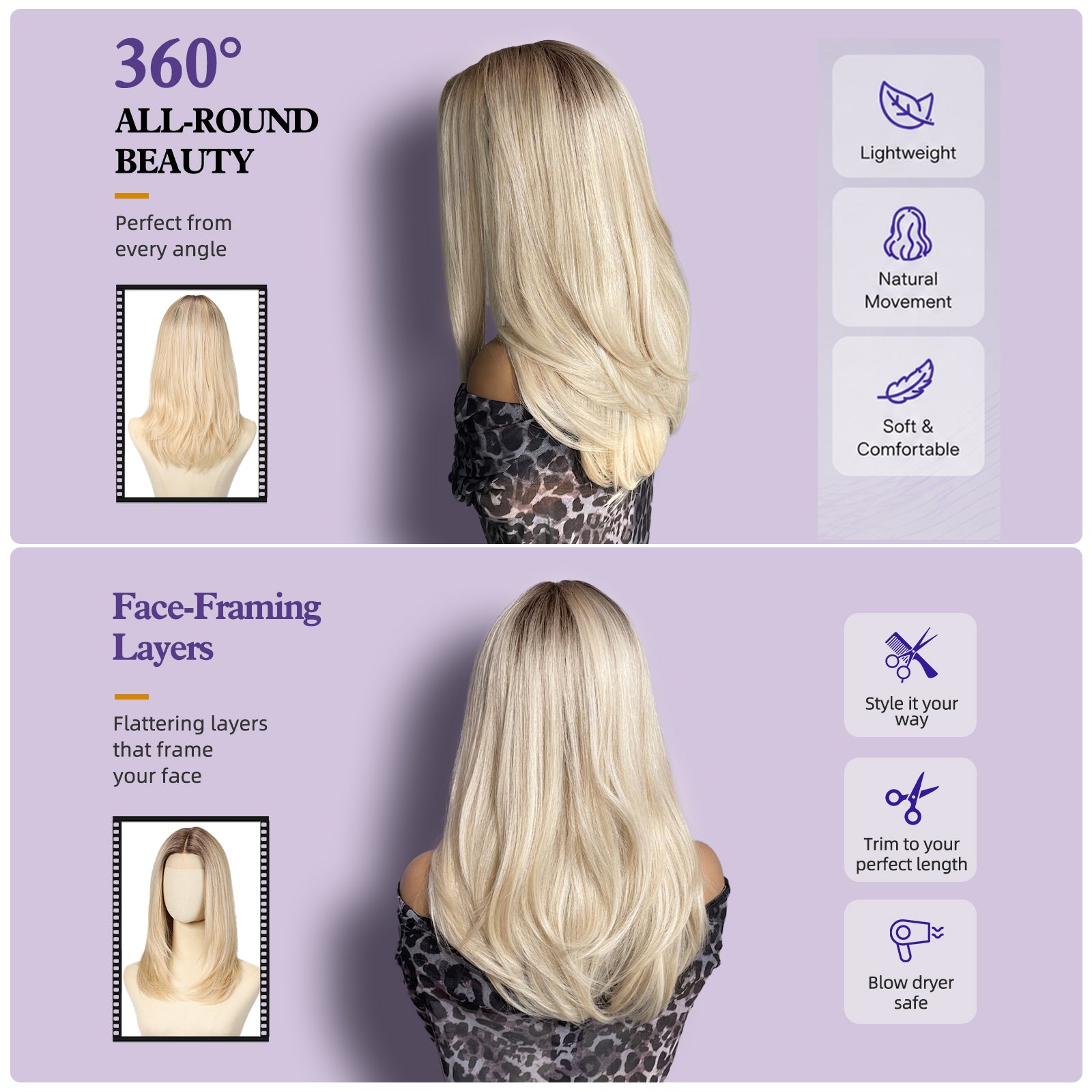 KOME Light Blonde Human Hair Wig Blend,Light Blonde Lace Front Wig, T Part Glueless Wigs for Women Daily Use 18IN（#TT4/6621）