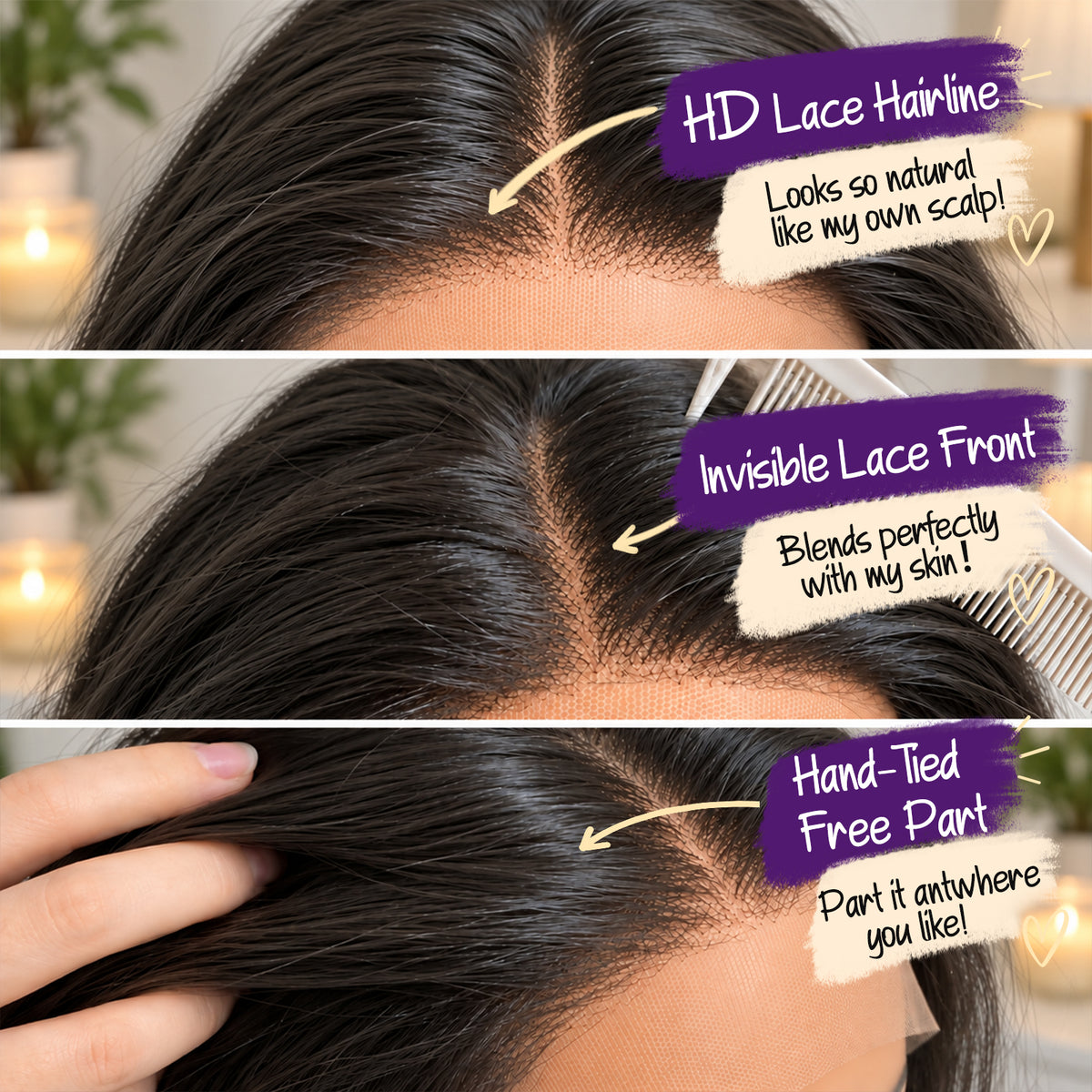 KOME Black Synthetic Lace Front Wig,Shoulder Length Short Glueless Bob Wig,T Part Curly Lace Wigs for Women Daily Use 16IN (1B)
