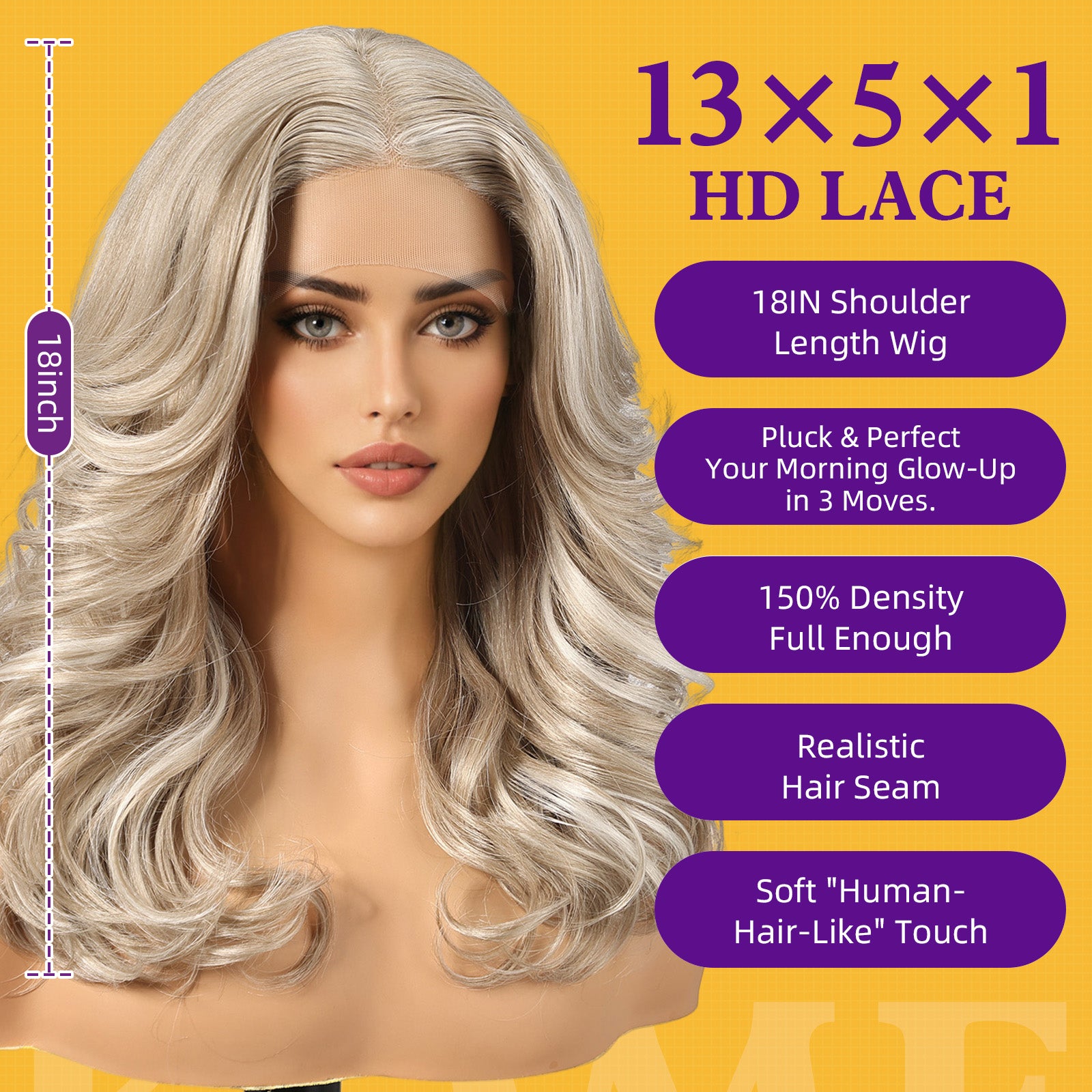KOME Lobbi Dirty Blonde Synthetic Lace Front Wig,Rose Blond 13X5X1 Glueless Shoulder Length Curly Bob Wigs for Women Daily Use 18IN （#K183/601）