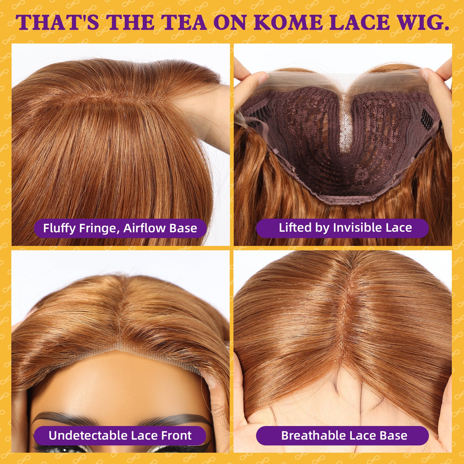 KOME Reddish Brown Synthetic Lace Front Wig,T Part Glueless Long Body Wavy Wigs With Bangs for Women Cosplay Daily Use 28IN