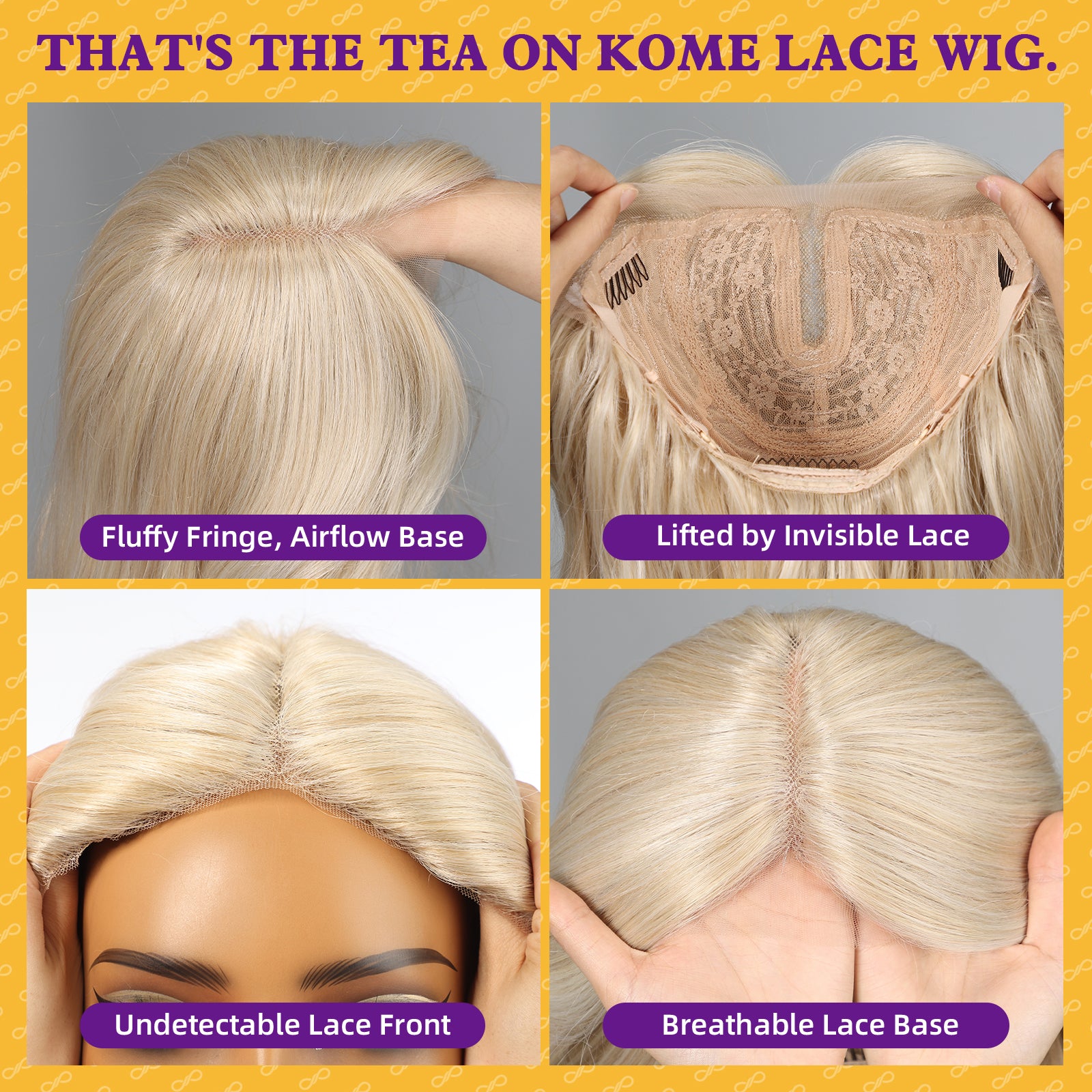KOME Blonde Synthetic Lace Front Wig,T Part Glueless Long Body Wavy Wigs With Bangs for Women Cosplay Daily Use 28IN(#R10119)