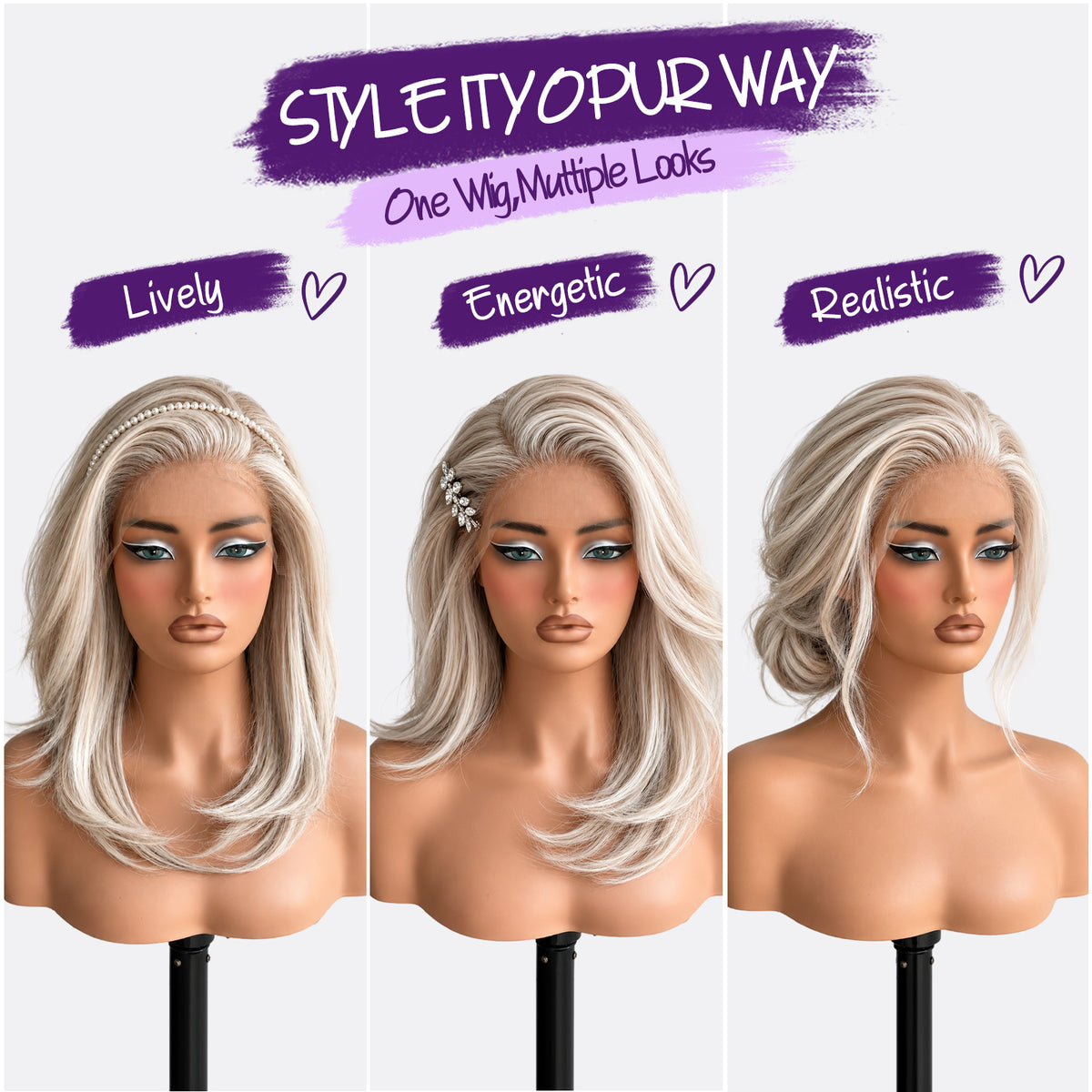 KOME Blonde Layered Straight 13x6 Synthetic Lace Front Wig for Women 16IN