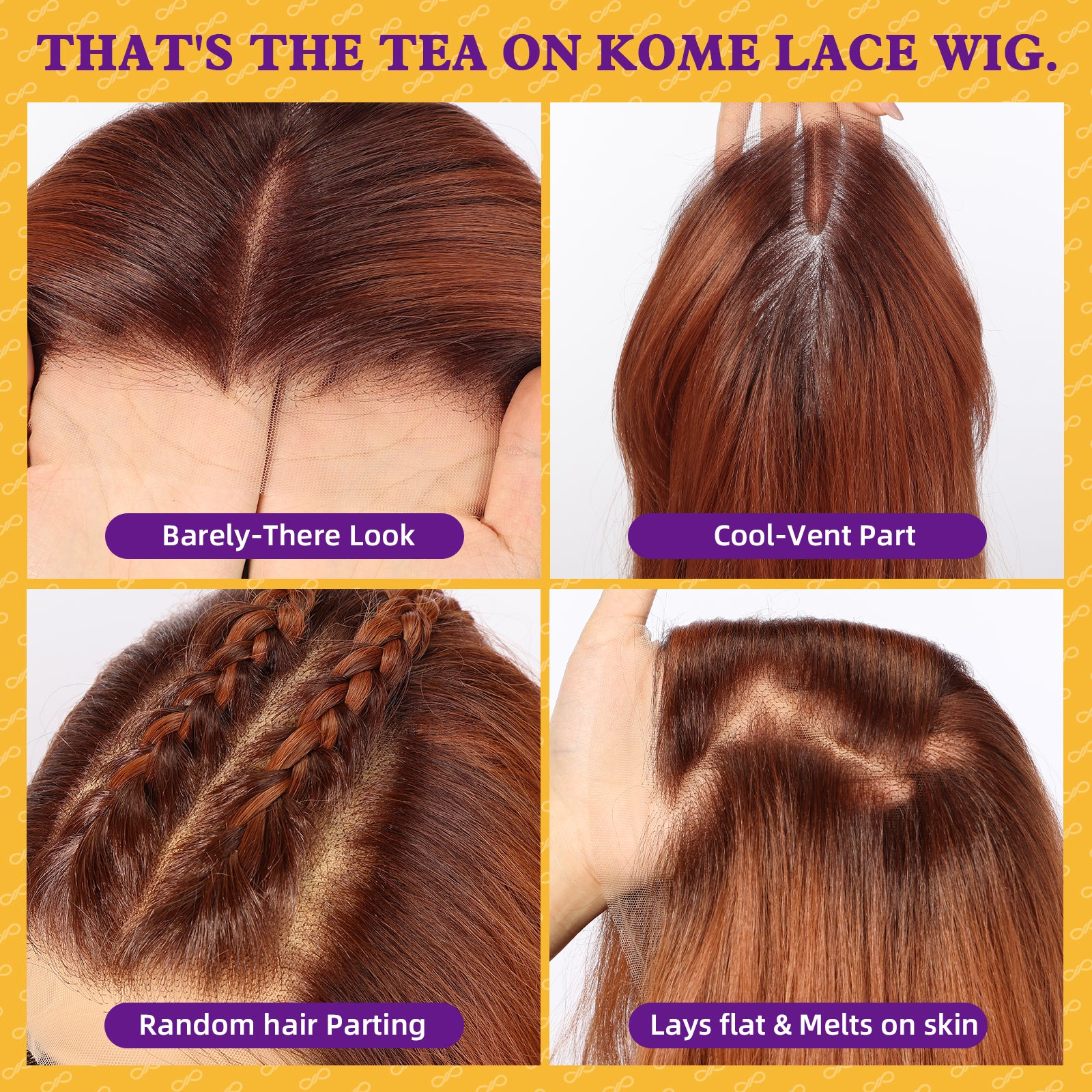 KOME Auburn Synthetic Lace Front Wig,13×6 Curly Ginger Glueless Wigs for Women Daily Use 22IN（#TT33/130B）