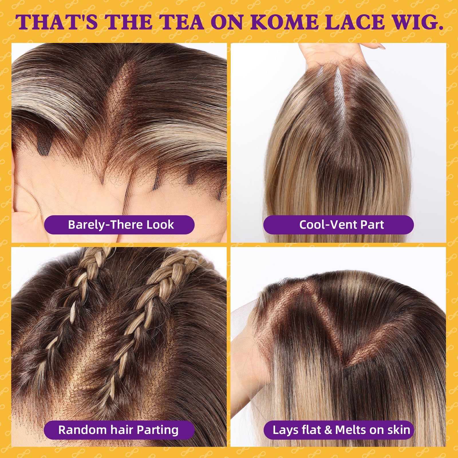 KOME Ash Blonde Synthetic Lace Front Wig, 13X6 Long Straight Layered Glueless Wigs for Women Daily Use 22IN(#TT6/1603)