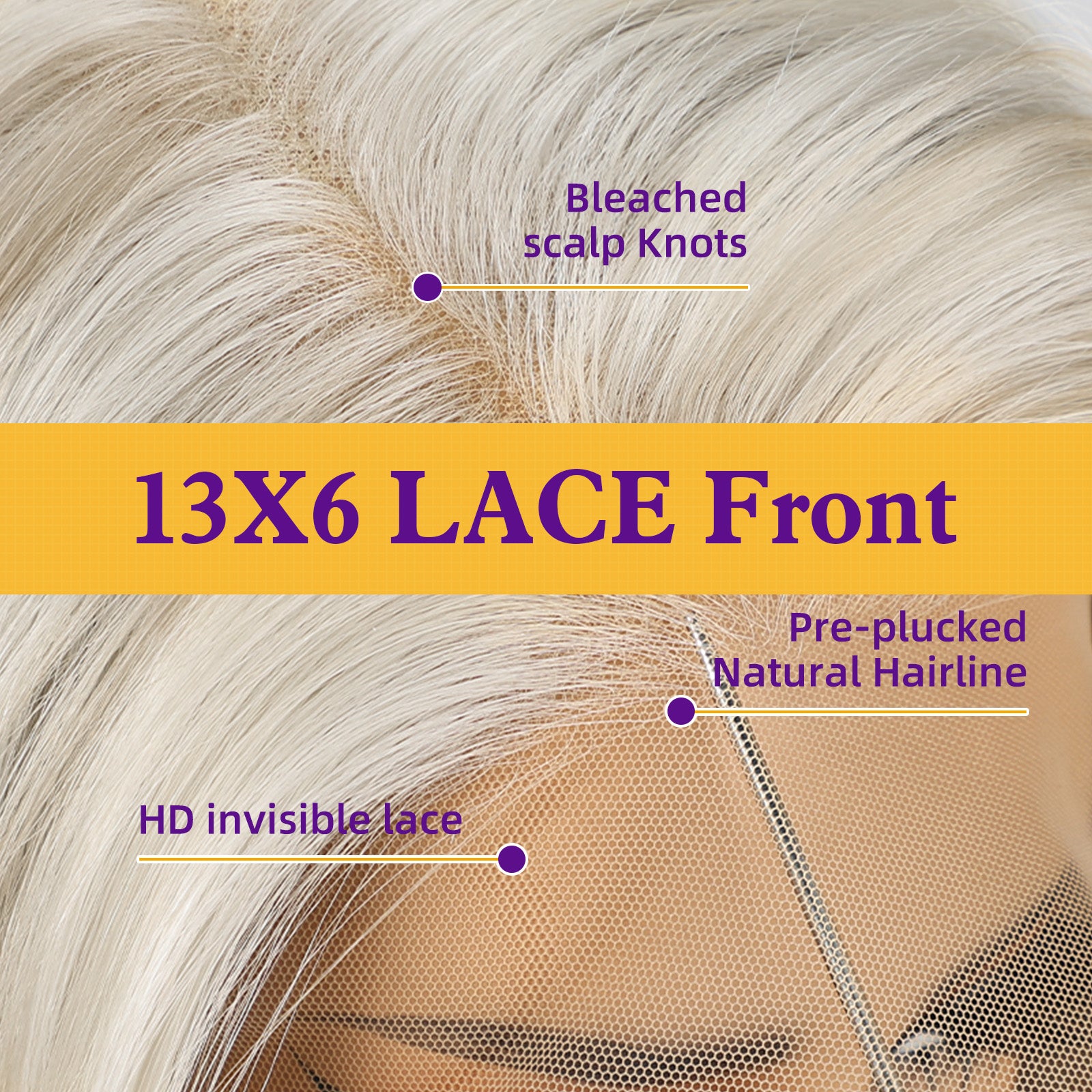 KOME Platinum Blonde Synthetic Lace Front Wig,13X6 Long Straight Layered Glueless Wigs for Women Daily Use 22IN