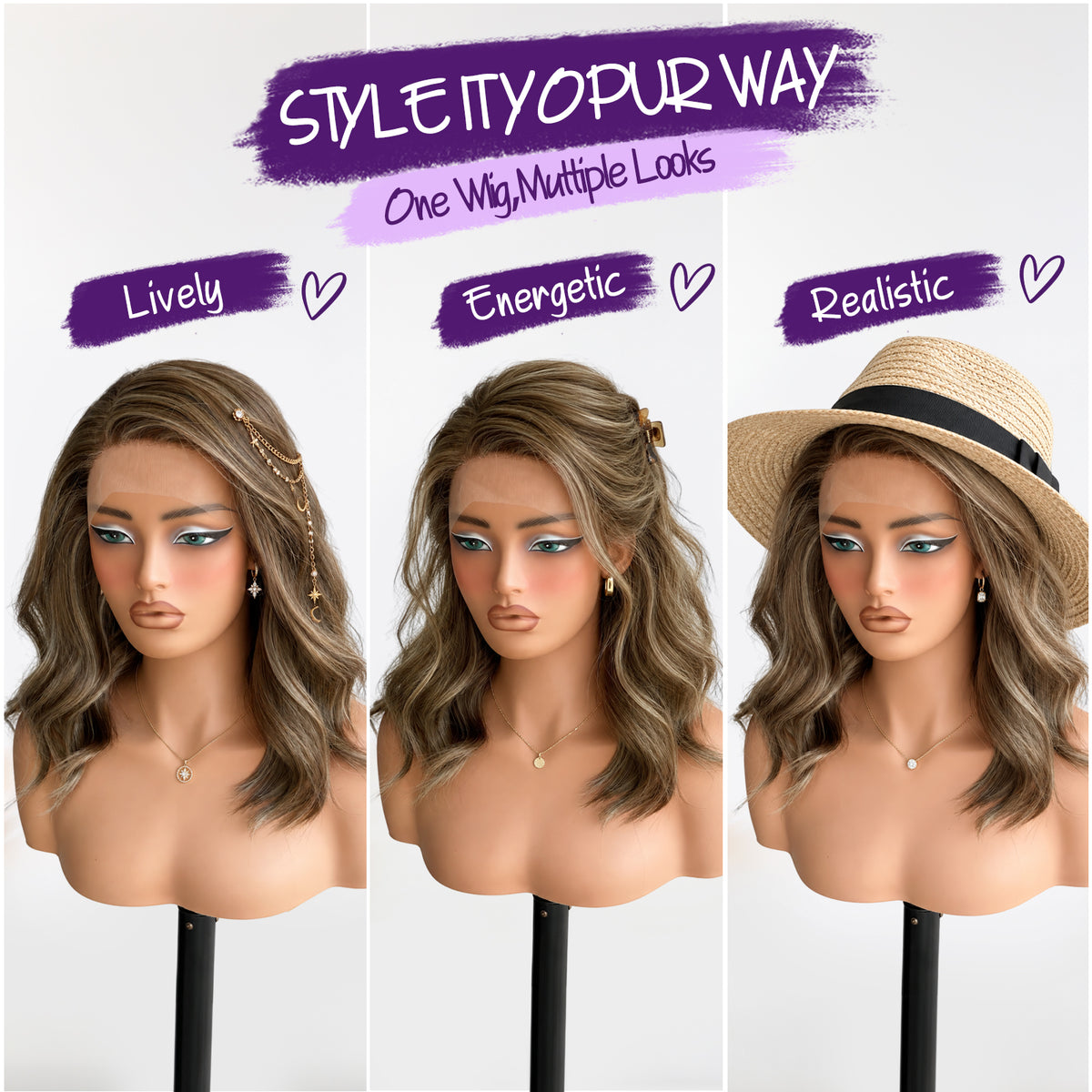 KOME Ash Blonde Synthetic Lace Front Wig,T Part Short Curly Bob Wig,Shoulder Length Wig for Women Daily Use 16IN