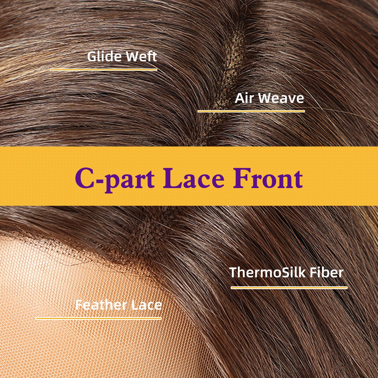 KOME Brown Highlight Synthetic Lace Front Wig,Short Curly Bob Wig,Shoulder Length Wig for Women Daily Use 14IN