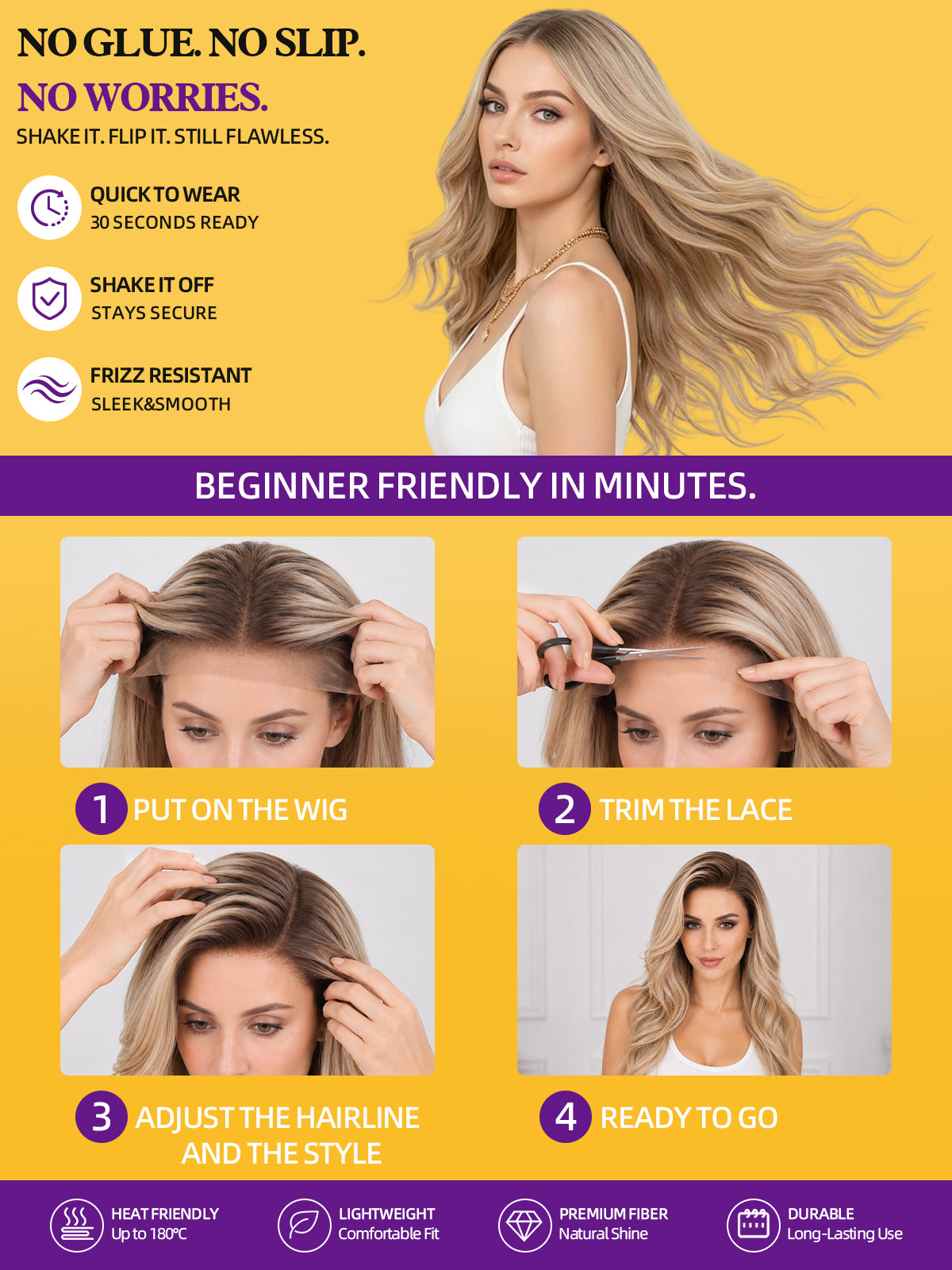 KOME Ash Brown Synthetic Lace Front Wig,13x4 HD Lace Glueless Long Body Wavy Curly Wigs for Women Daily Party Use 30IN(#TT6/1603)