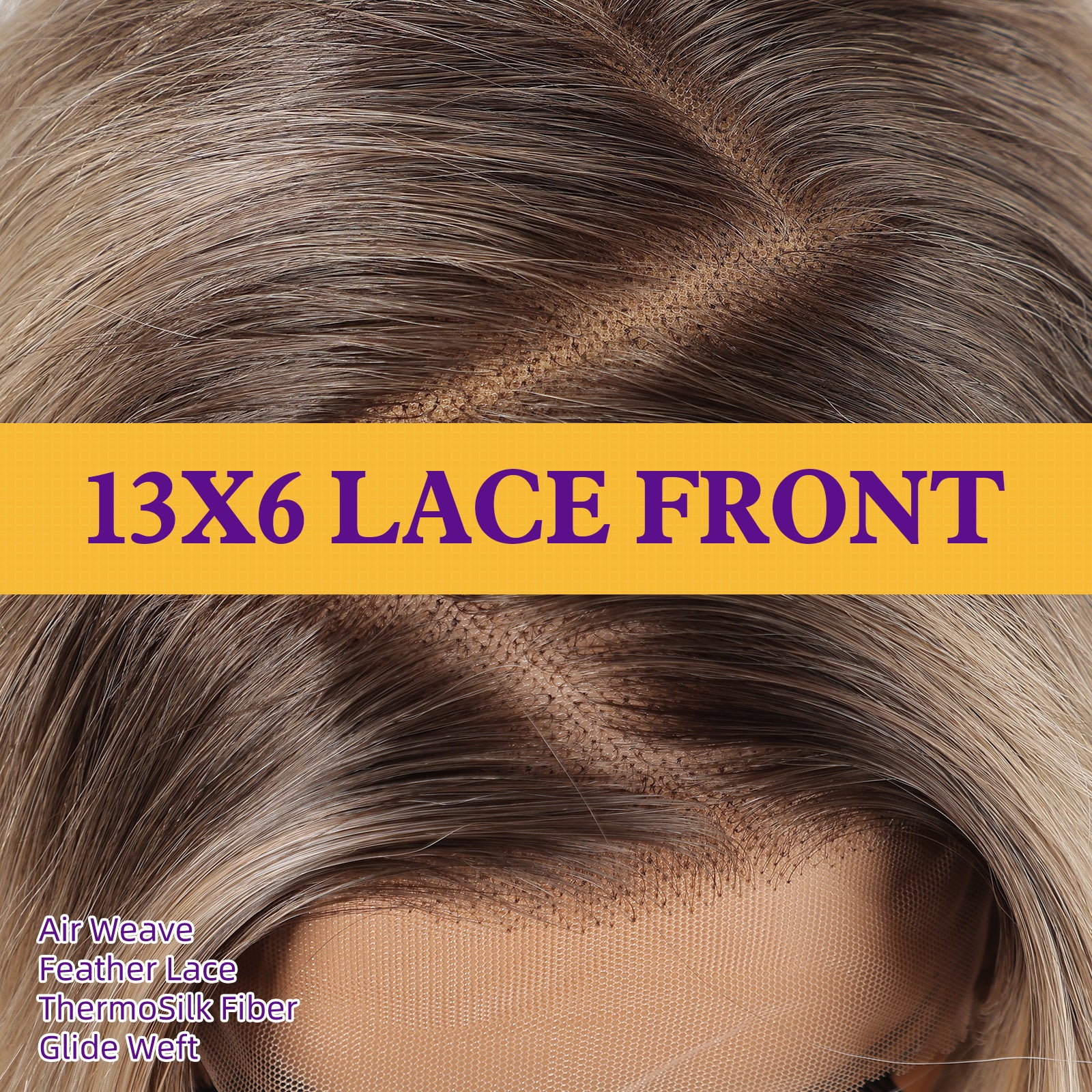 Ombre Light Blonde Synthetic Lace Front Wig,13×6 Curly Glueless Wigs for Women Daily Use 30IN