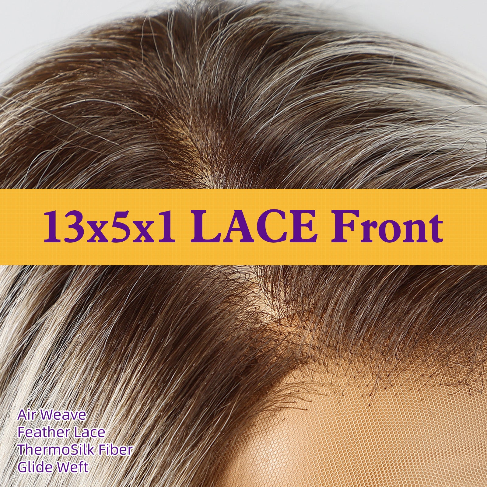 KOME Ombre Platinum Blonde Synthetic Lace Front Wig,Side Part Short Straight Glueless Bob Wig for White Women Daily Use 10IN (#TT6/1001GS)