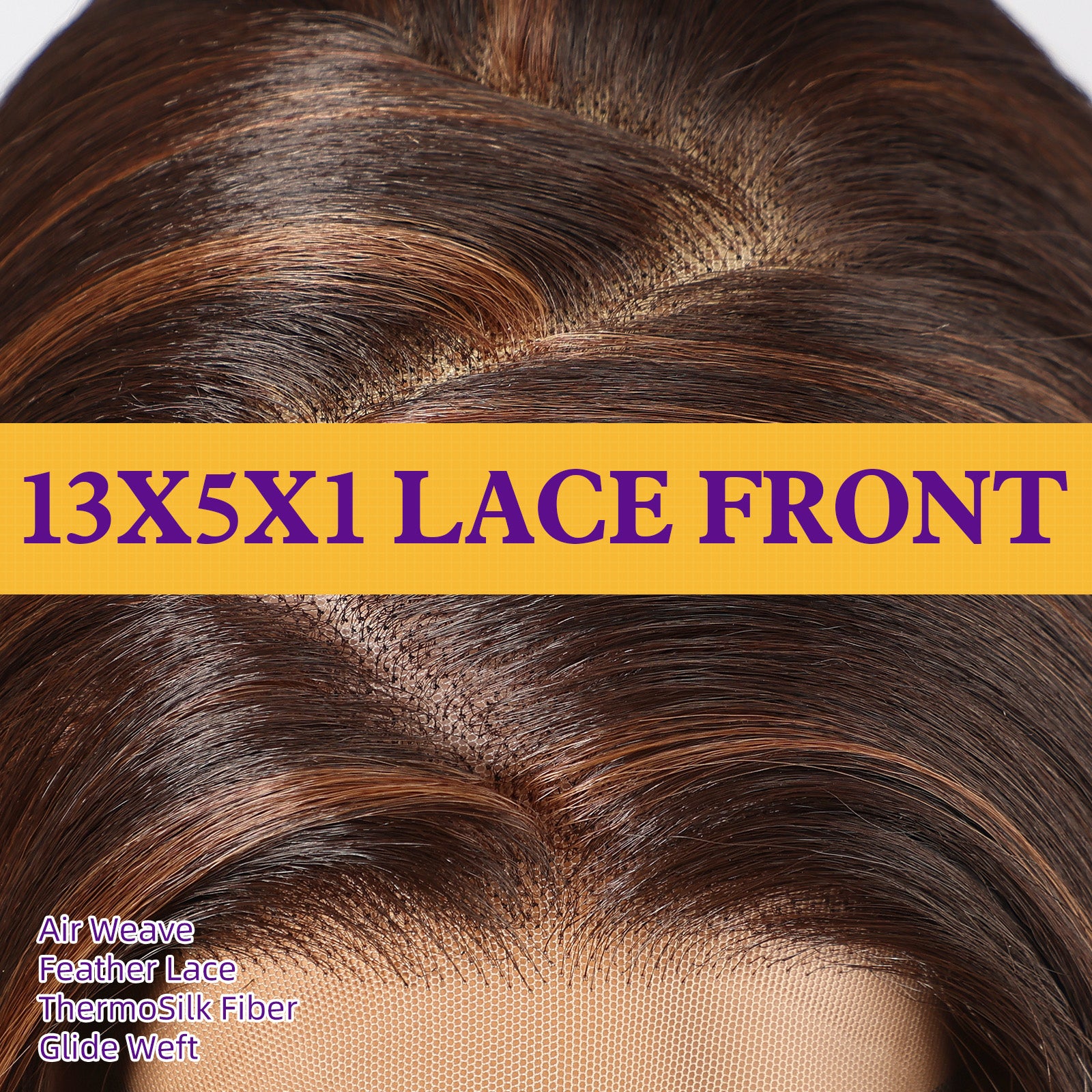 KOME Brown Highlight Synthetic Lace Front Wig,13×6 Short Straight Glueless Bob Wig for White Women Daily Use 10IN