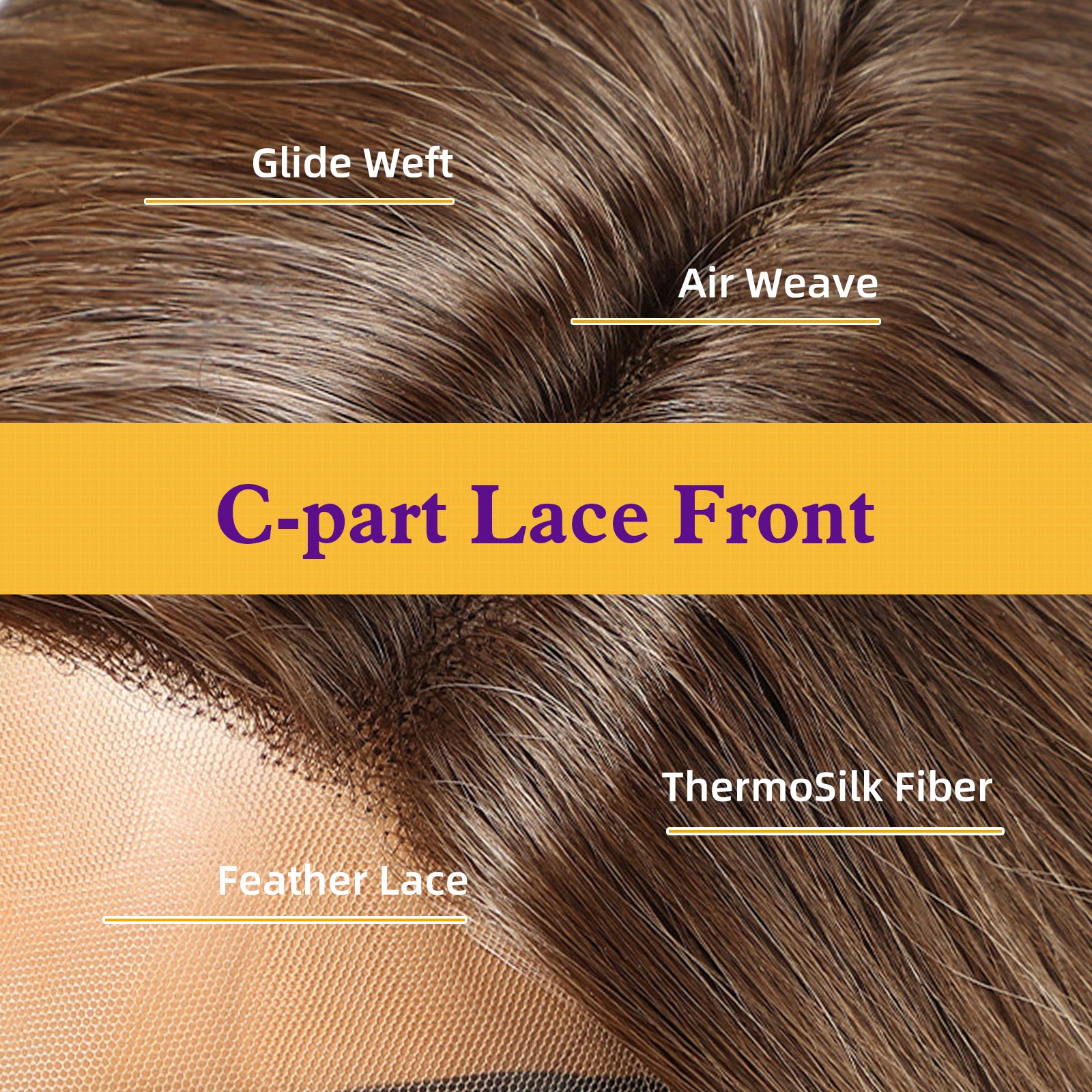 KOME Brown Balayage Synthetic Lace Front Wig,Short Curly Bob Wig,Shoulder Length Wig for Women Daily Use 14IN