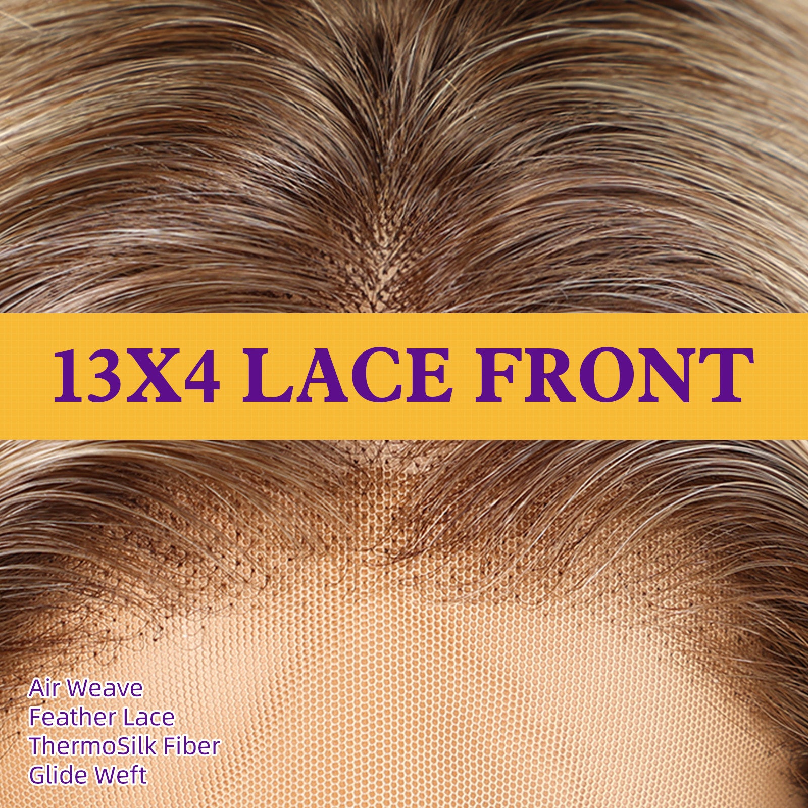 KOME Ash Blonde Highlight Synthetic Lace Front Wig,13x4 HD Lace Layered Wave Glueless Wigs for Women Daily Use 26IN