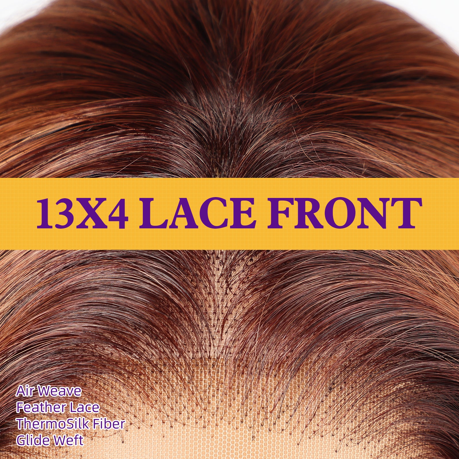 Auburn Synthetic Lace Front Wig,13x4 HD Lace Layered Ginger Glueless Wigs for Women Daily Use 26IN