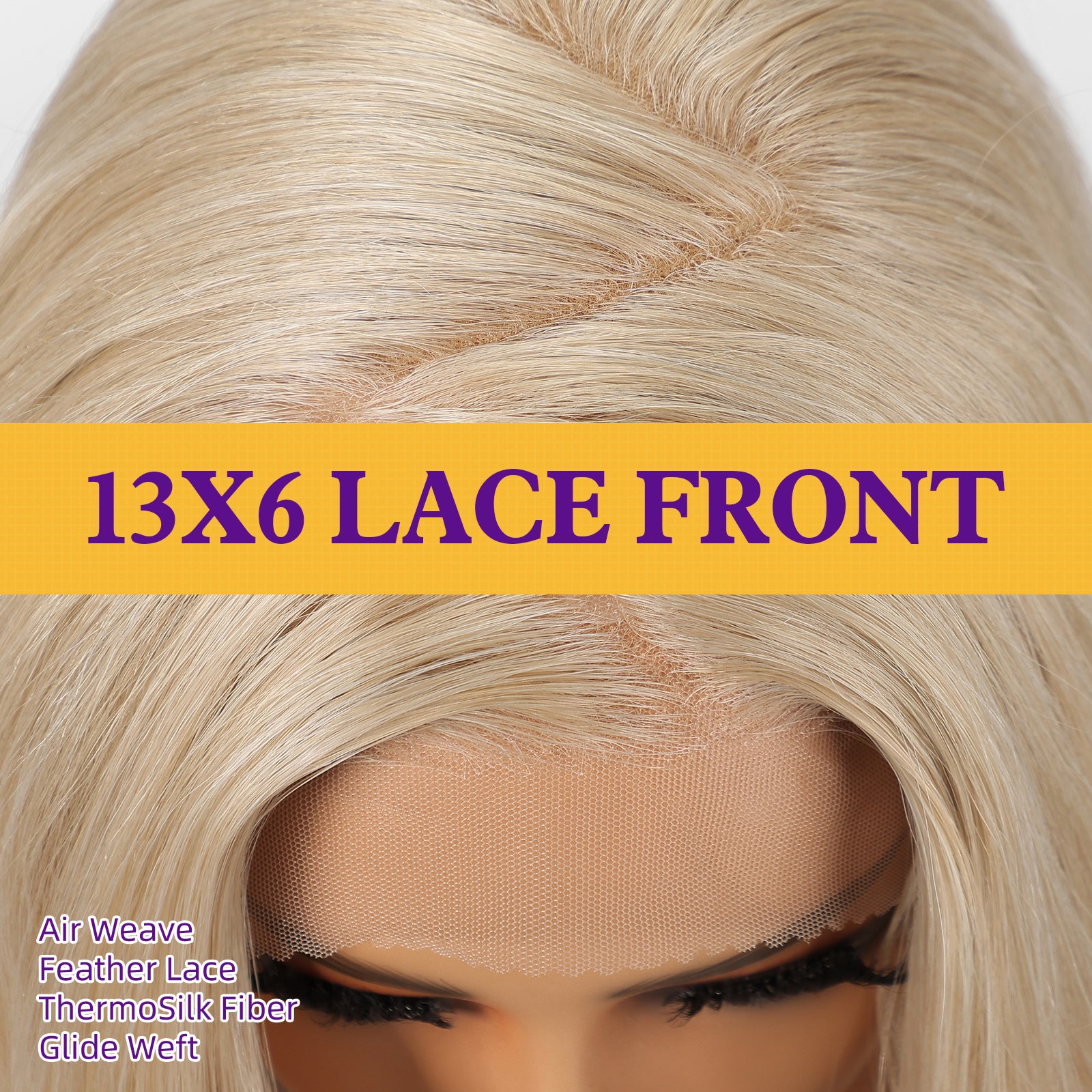 Blonde Synthetic Lace Front Wig,13×6 Curly Glueless Wigs for Women Daily Use 30IN