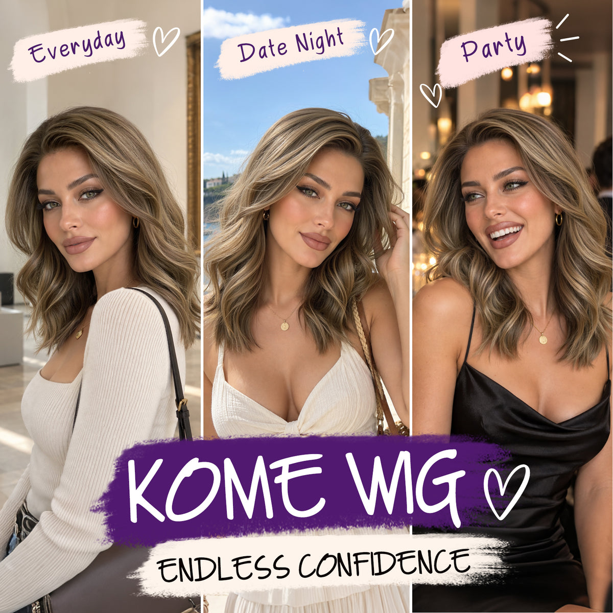 KOME Ash Blonde Synthetic Lace Front Wig,T Part Short Curly Bob Wig,Shoulder Length Wig for Women Daily Use 16IN