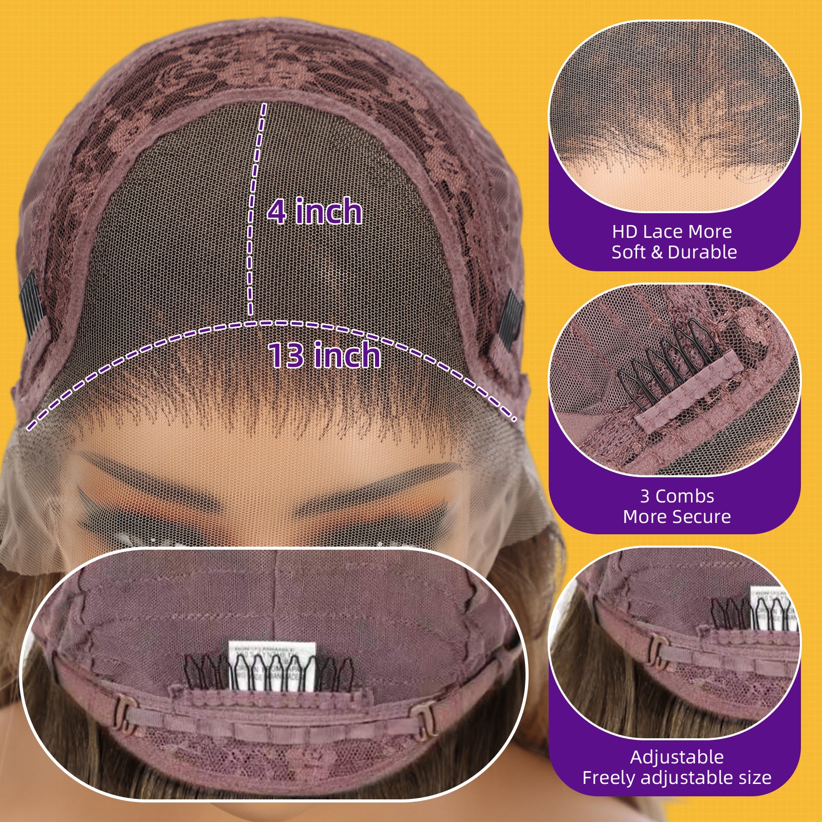 KOME Ash Blonde Highlight Synthetic Lace Front Wig,13x4 HD Lace Glueless Layered Bouncy Blowouts Blonde Wigs for Women Daily Use 26IN（#TT4/T2713A）