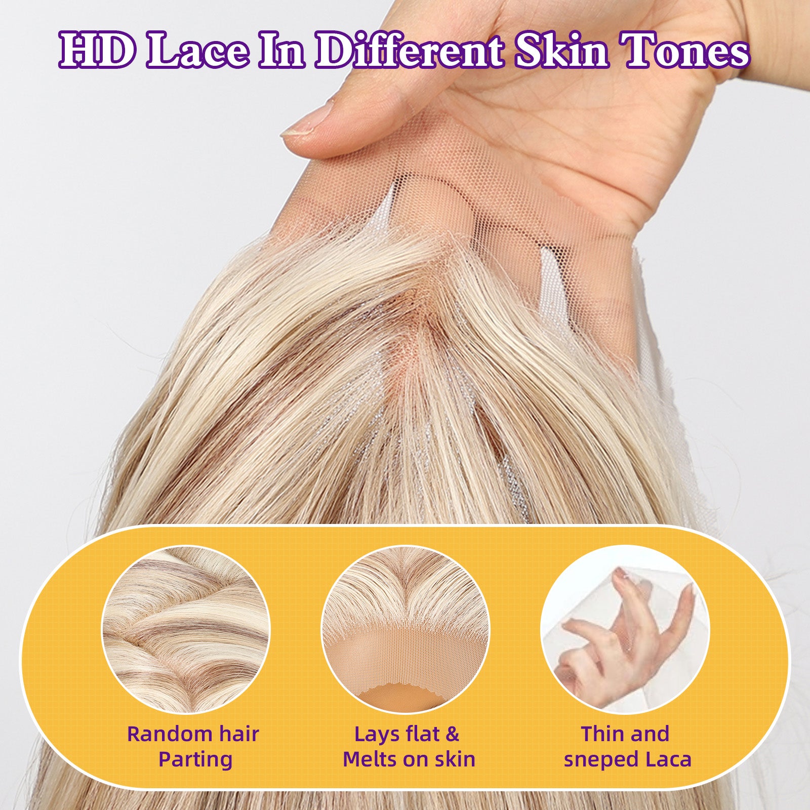 KOME Blonde Synthetic Lace Front Wig,13×6 Short Straight Glueless Bob Wigs for White Women Daily Use 10IN（#FDML）