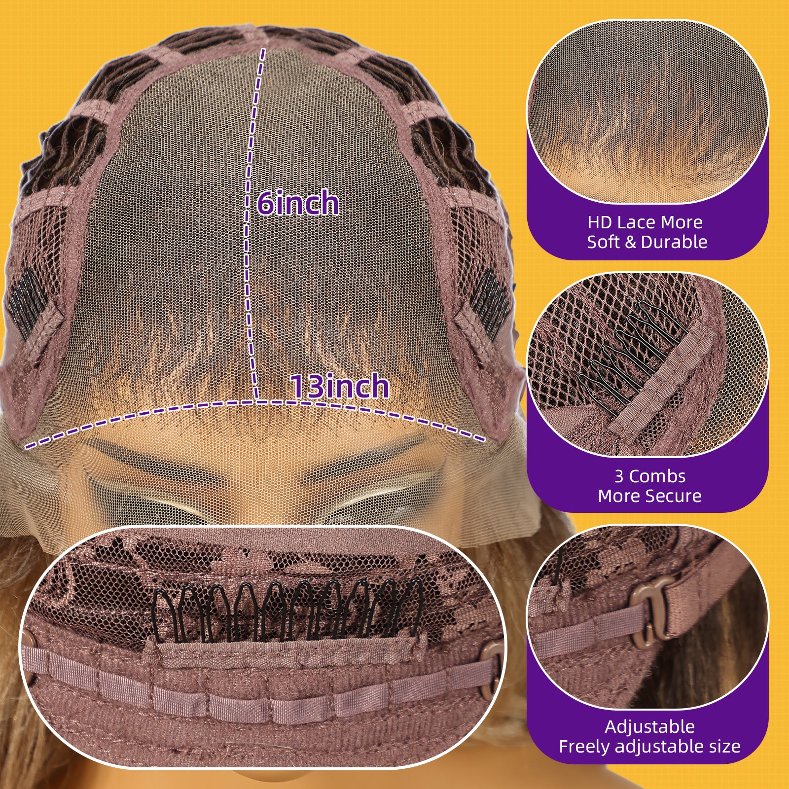 KOME Black Synthetic Lace Front Wig,13X6 Curly Glueless Wigs for Women Daily Use 26IN (1B)