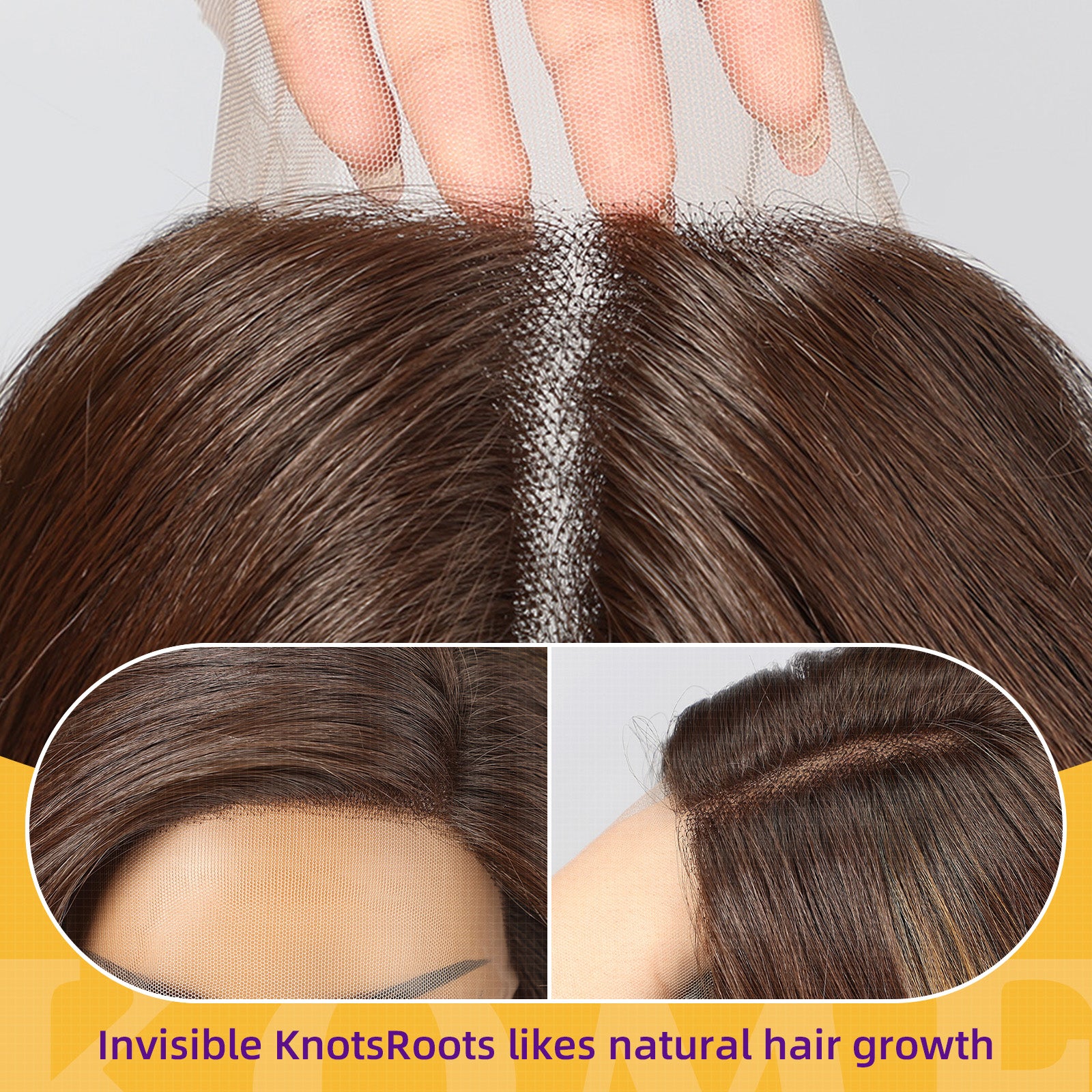 KOME Brown Highlight Synthetic Lace Front Wig,Short Curly Bob Wig,Shoulder Length Wig for Women Daily Use 14IN