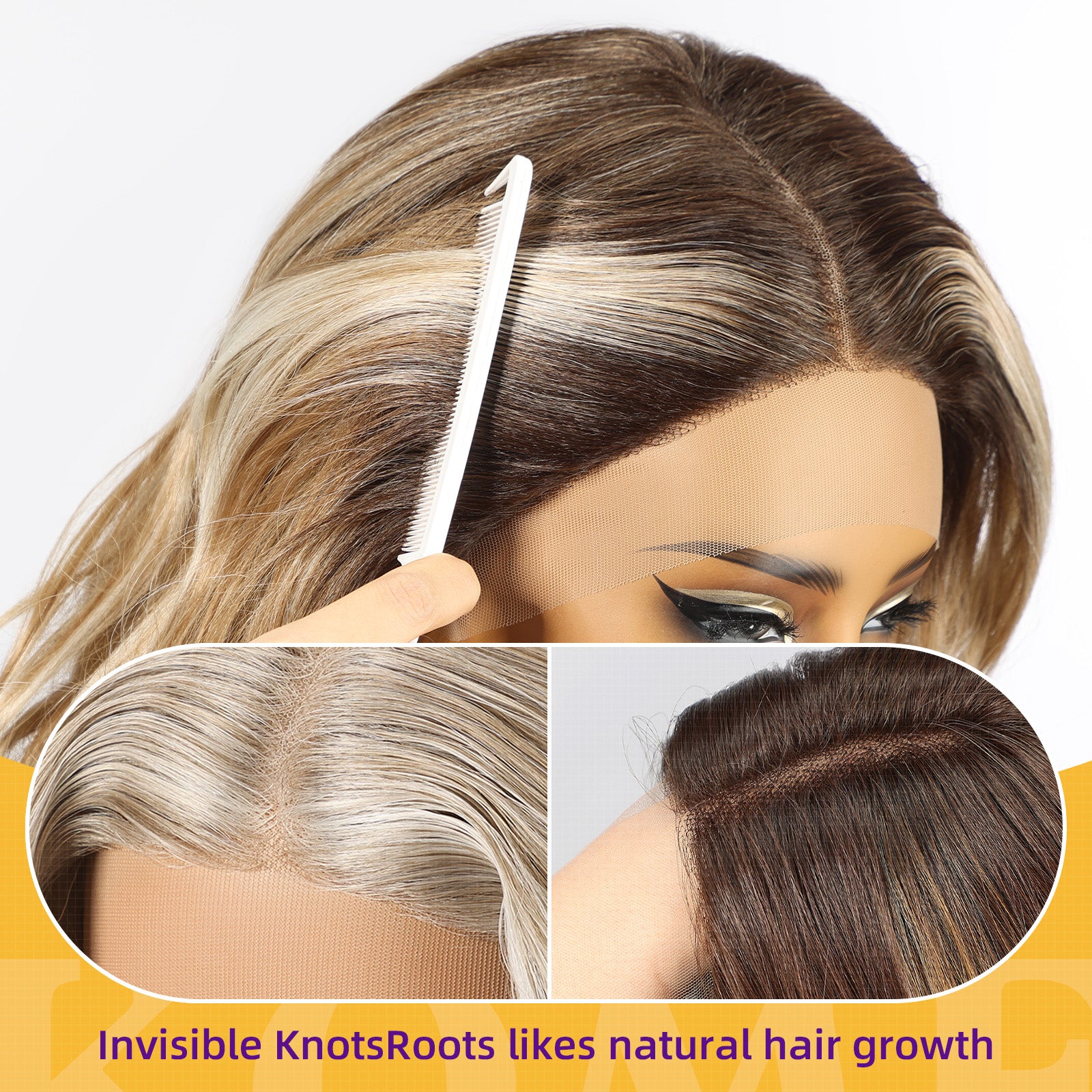 KOME Lobbi Dirty Blonde Synthetic Lace Front Wig,Rose Blond 13X5X1 Glueless Shoulder Length Curly Bob Wigs for Women Daily Use 18IN （#K183/601）