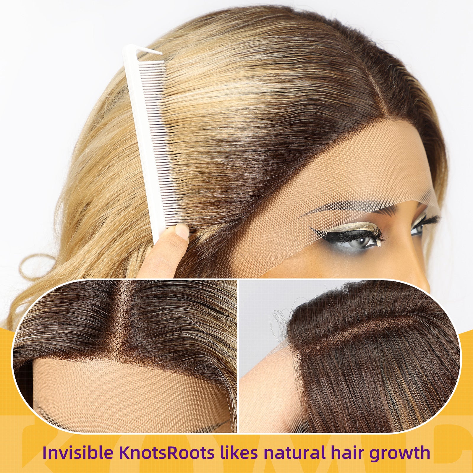 KOME Lobbi Blonde Synthetic Lace Front Wig, 13X5X1 Glueless Shoulder Length Curly Bob Wigs for Women Daily Use 18IN（#TT6/251001）