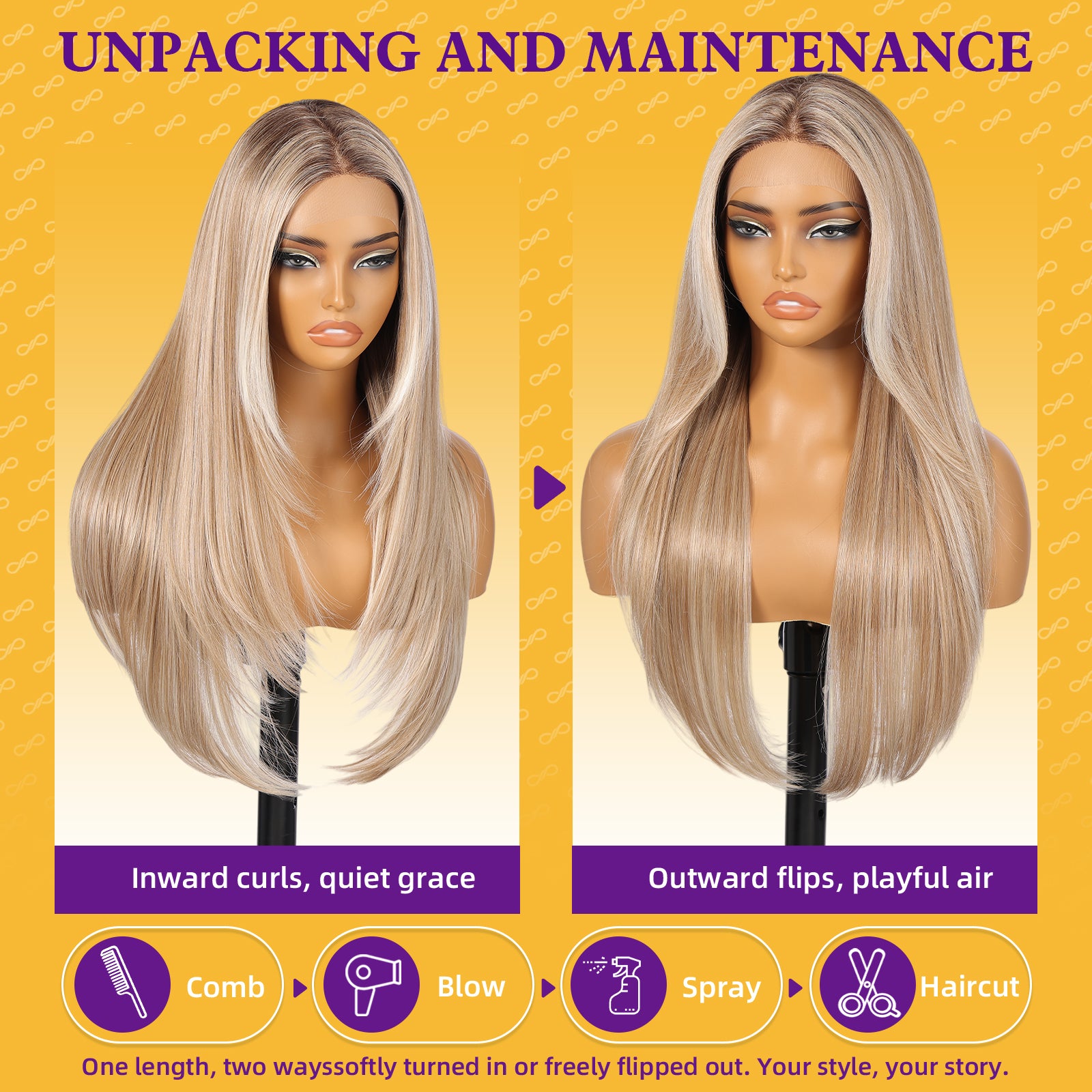 KOME Dirty Blonde Synthetic Lace Front Wig,T Part Pre Cut Glueless Long Straight Layered Wigs for Women Cosplay Daily Use 26IN(#TT6/1603)