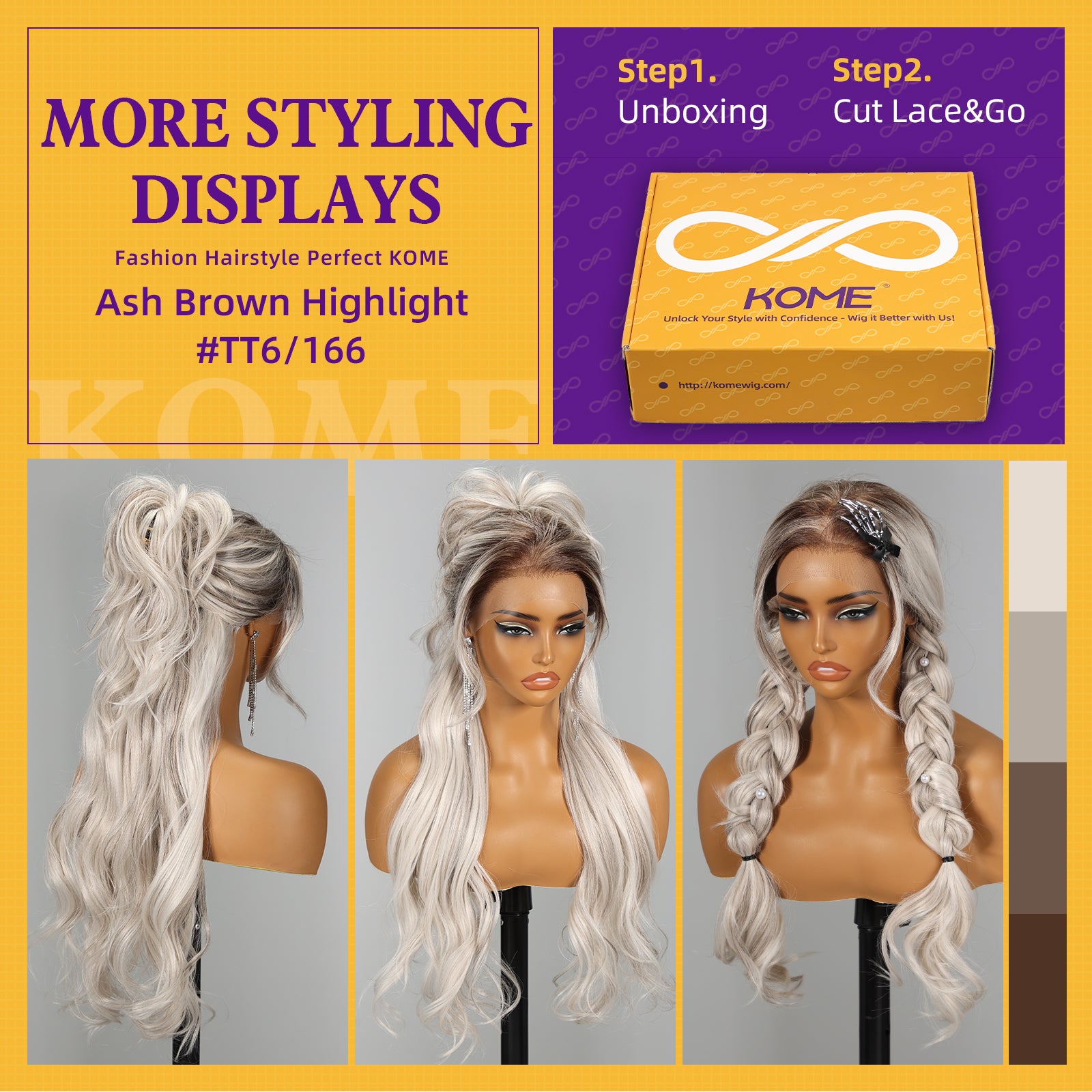 Platinum Blonde Synthetic Lace Front Wig,13×6 Curly Glueless Wigs for Women Daily Use 26IN（#TT6/4603）