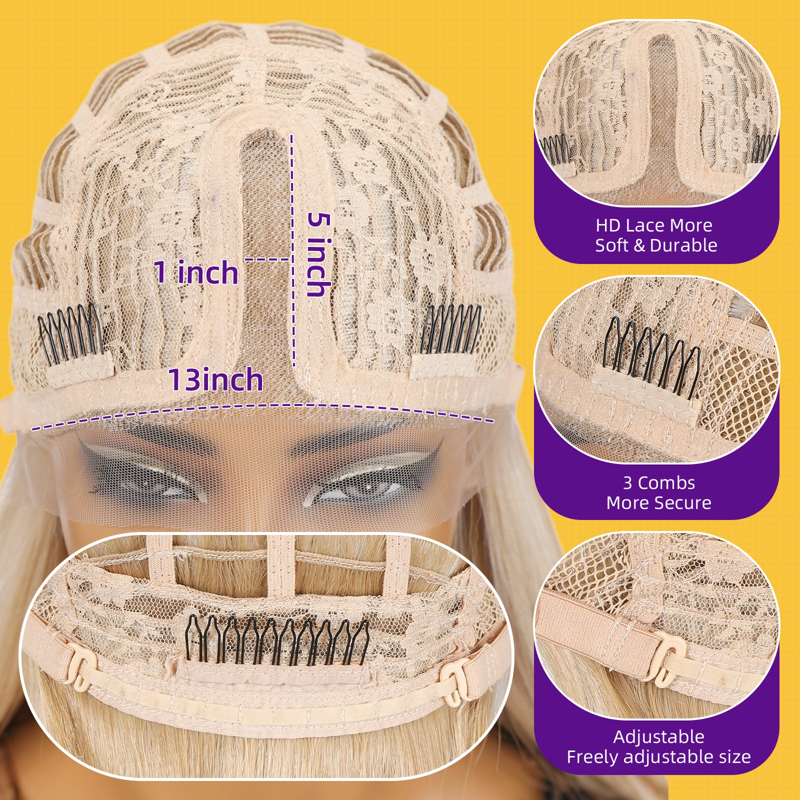 KOME Dirty Blonde Synthetic Lace Front Wig,T Part Pre Cut Glueless Long Straight Layered Wigs for Women Cosplay Daily Use 26IN(#TT6/1603)
