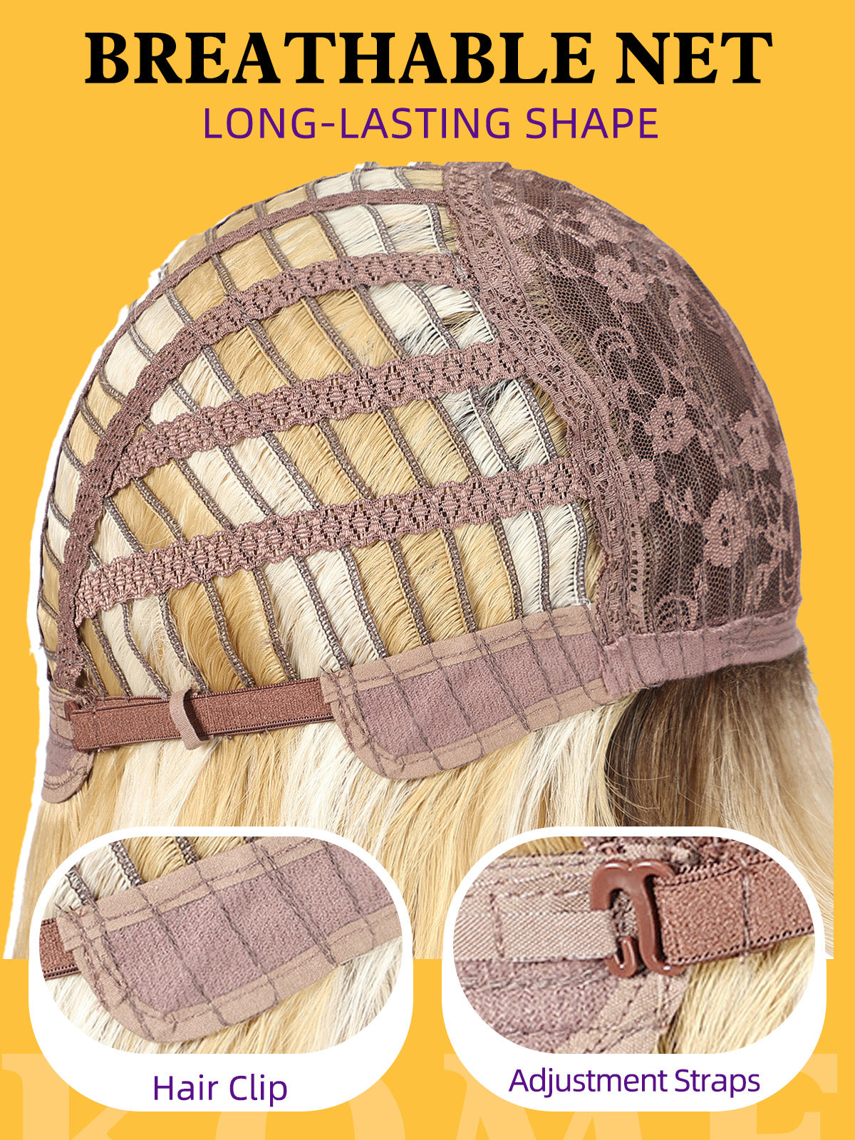 Brown Blonde Highlight Wigs with Bangs,Brown Layered Wig for Women,Long Wavy Wigs Synthetic Hair Wig for Party Daily Use 26IN