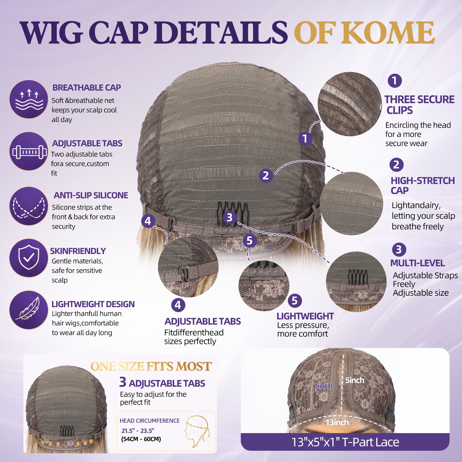 KOME Brown Highlight Human Hair Wig Blend,Brown Highlight Lace Front Wig, T Part Glueless Wigs for Women Daily Use 18IN（#TT6/1665）