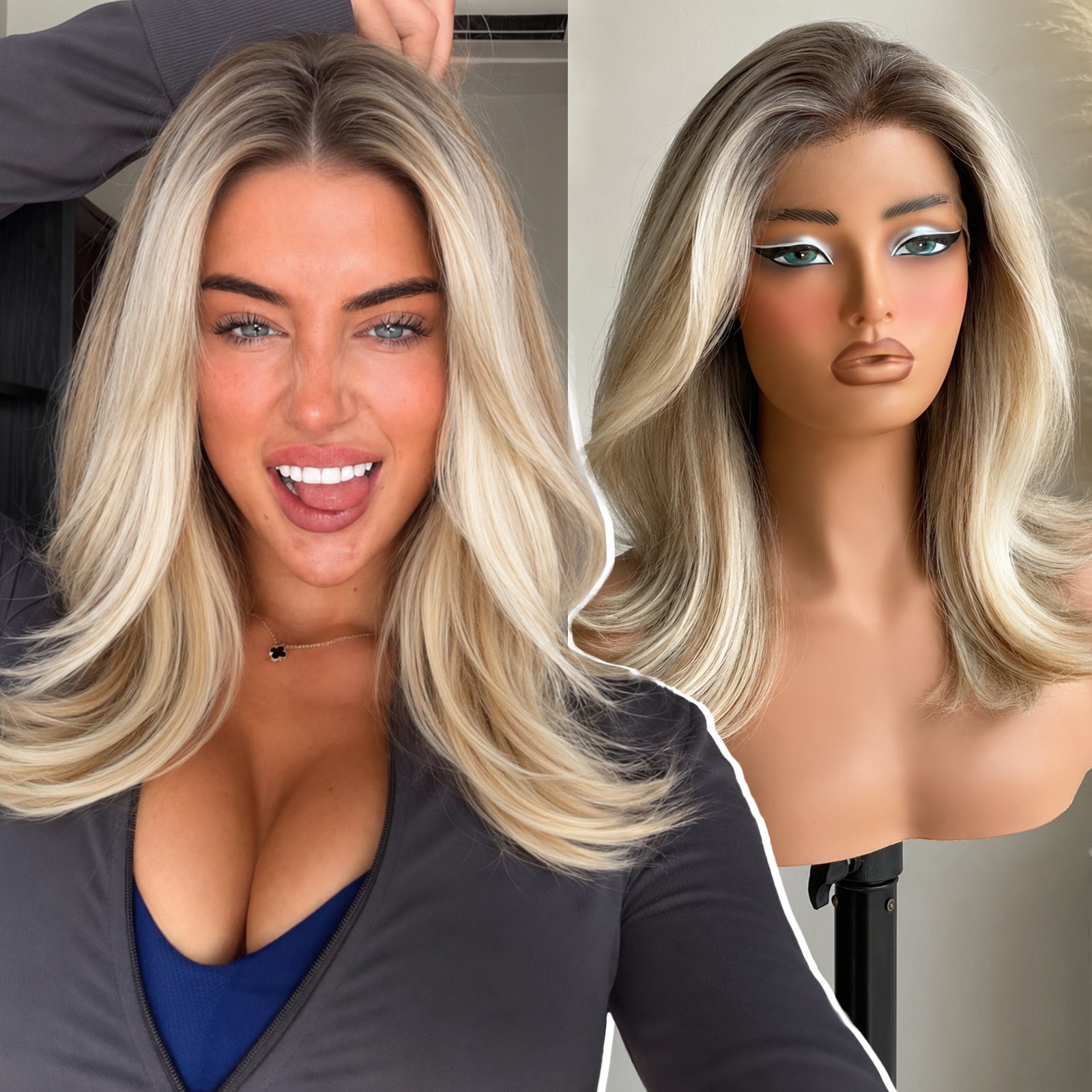 KOME Ombre Blonde Highlight Bob 13×6 Synthetic Lace Front Wig 14IN