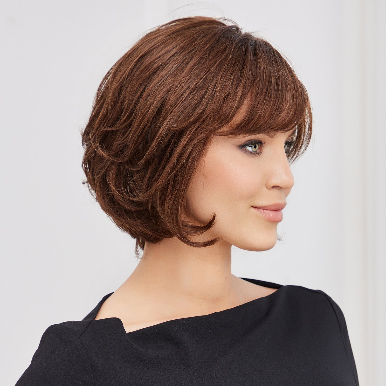 KOME WIG Short Pixie Cut 100% Human Hair Wigs Natural Brown Wig Lace Wigs for White Women