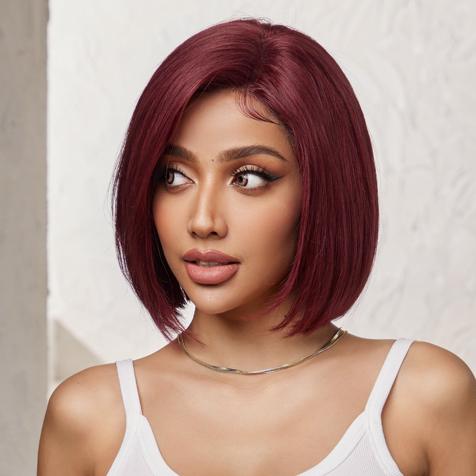 KOME WIG Short Pixie Cut 100% Human Hair Wigs Burgundy Red Wig Lace Wigs for White Women