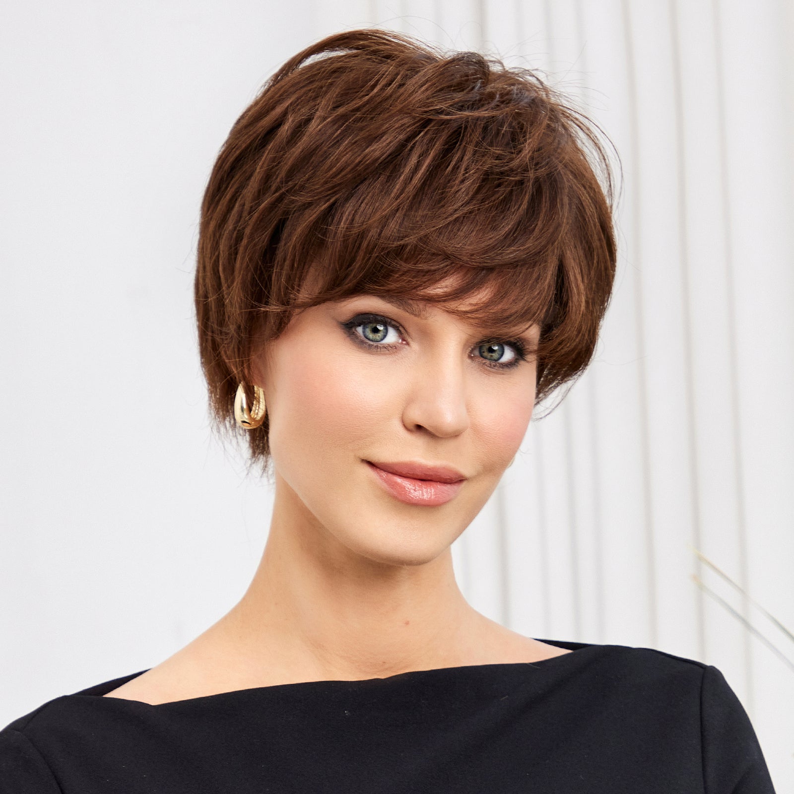 KOME WIG Short Pixie Cut 100% Human Hair Wigs Natural Brown Wig Lace Wigs for White Women