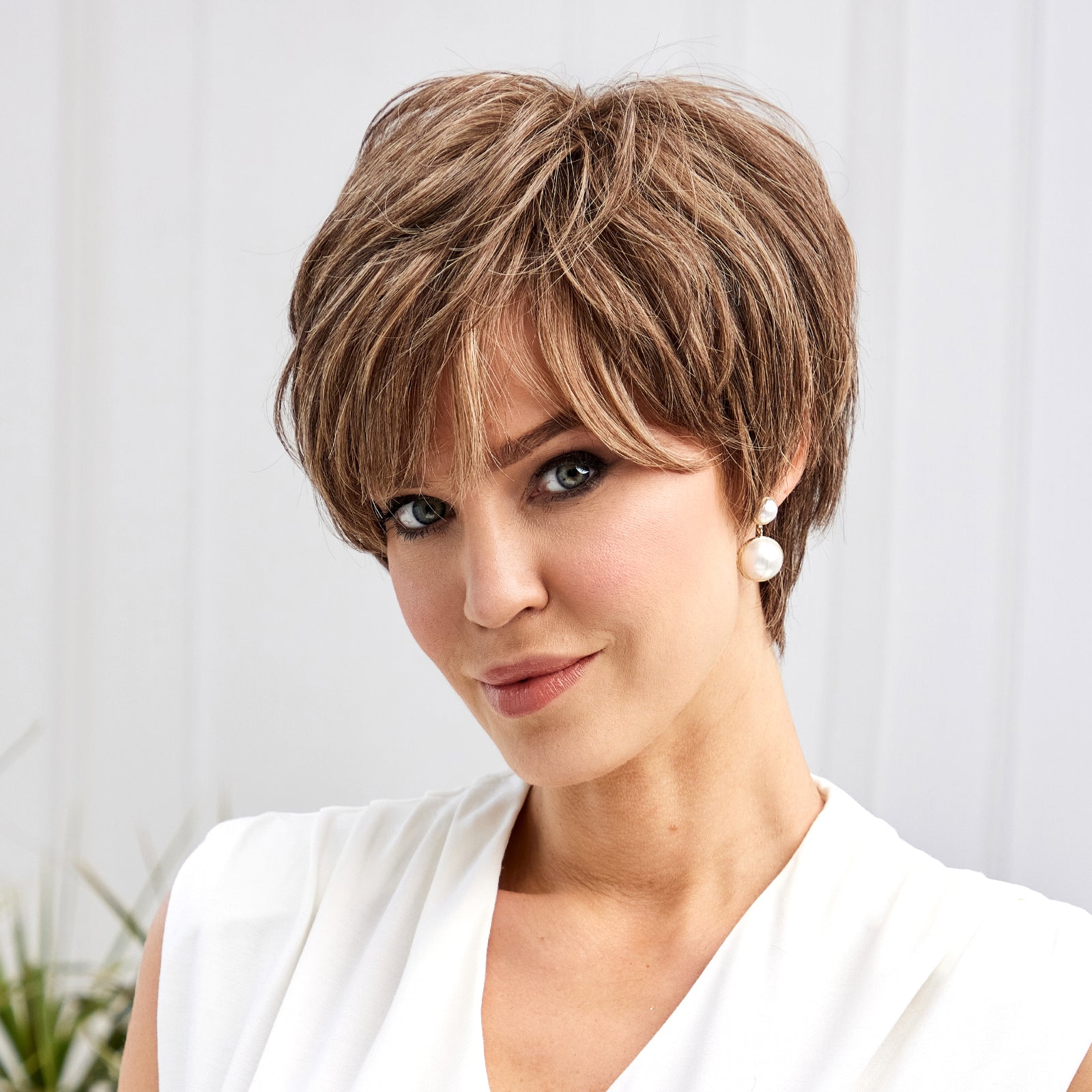 KOME WIG Short Pixie Cut 100% Human Hair Wigs Brown Wig Lace Wigs for White Women